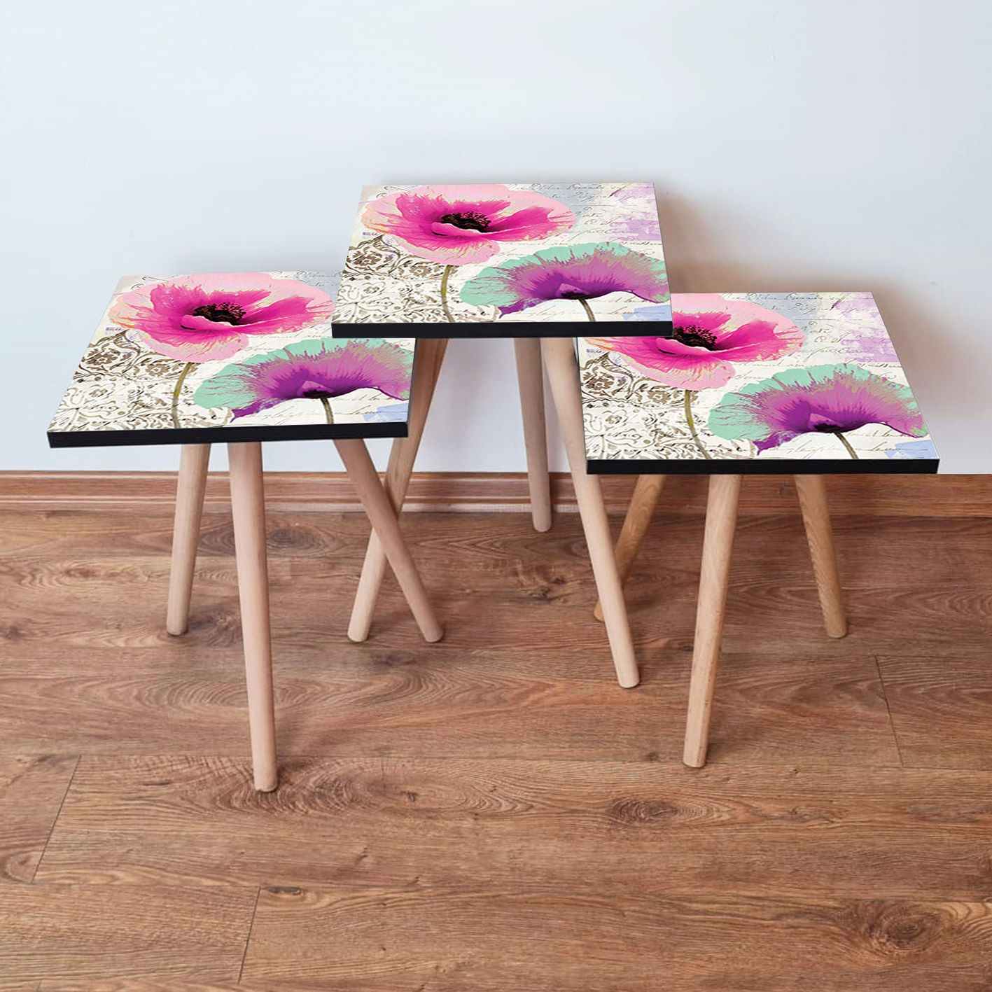 Set masute de cafea, Hanah Home, mdf, multicolor, 35x35x52 cm, 481LNA2920