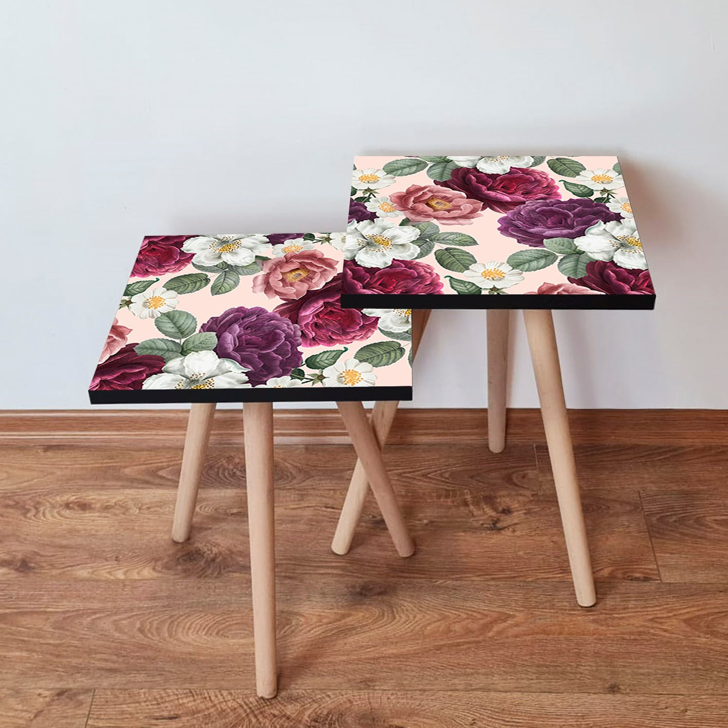 Set masute de cafea, Hanah Home, mdf, multicolor, 35x35x47 cm, 2 piese, 481LNA2396