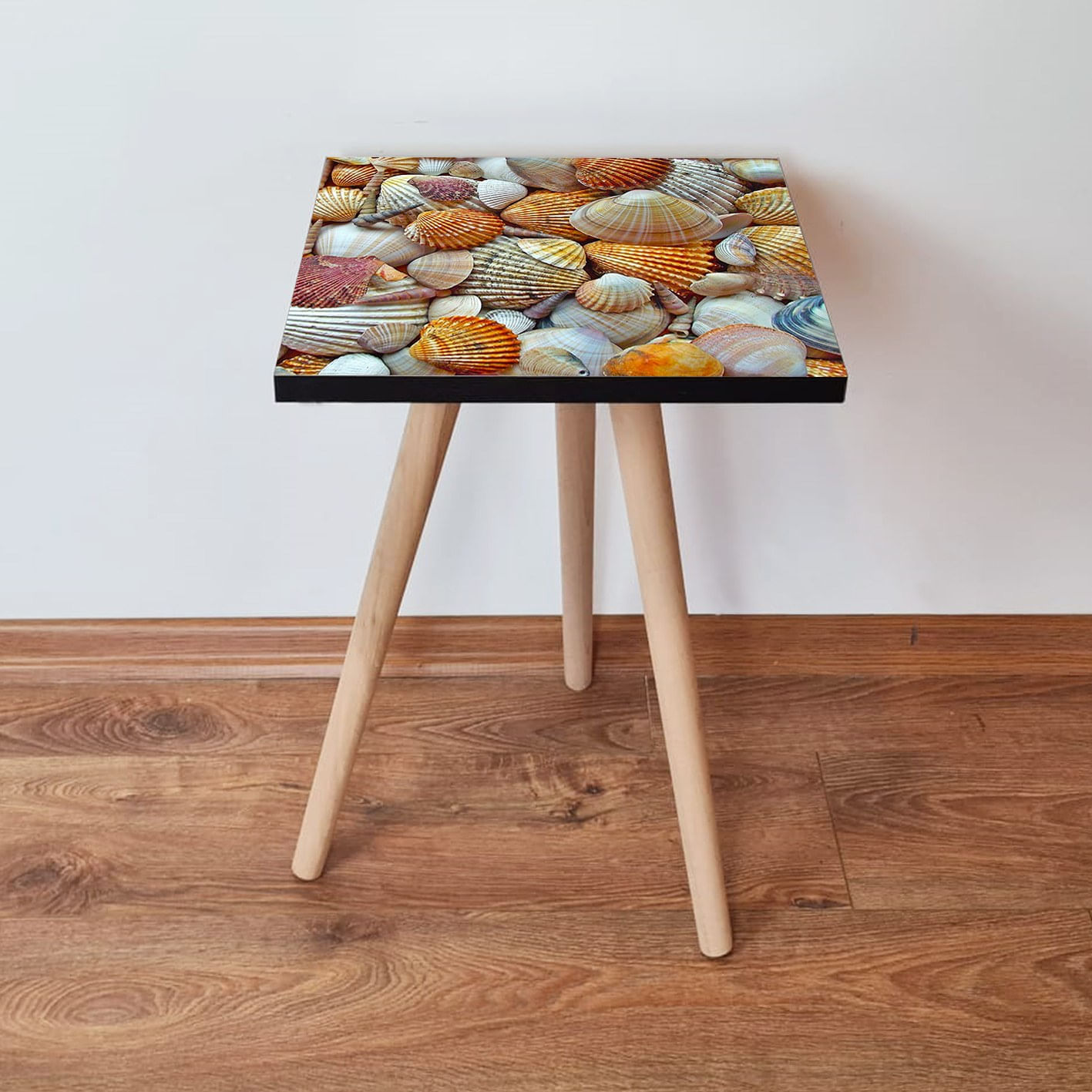 Masuta laterala, Hanah Home, mdf, portocaliu, alb, bej, 35x35x42 cm