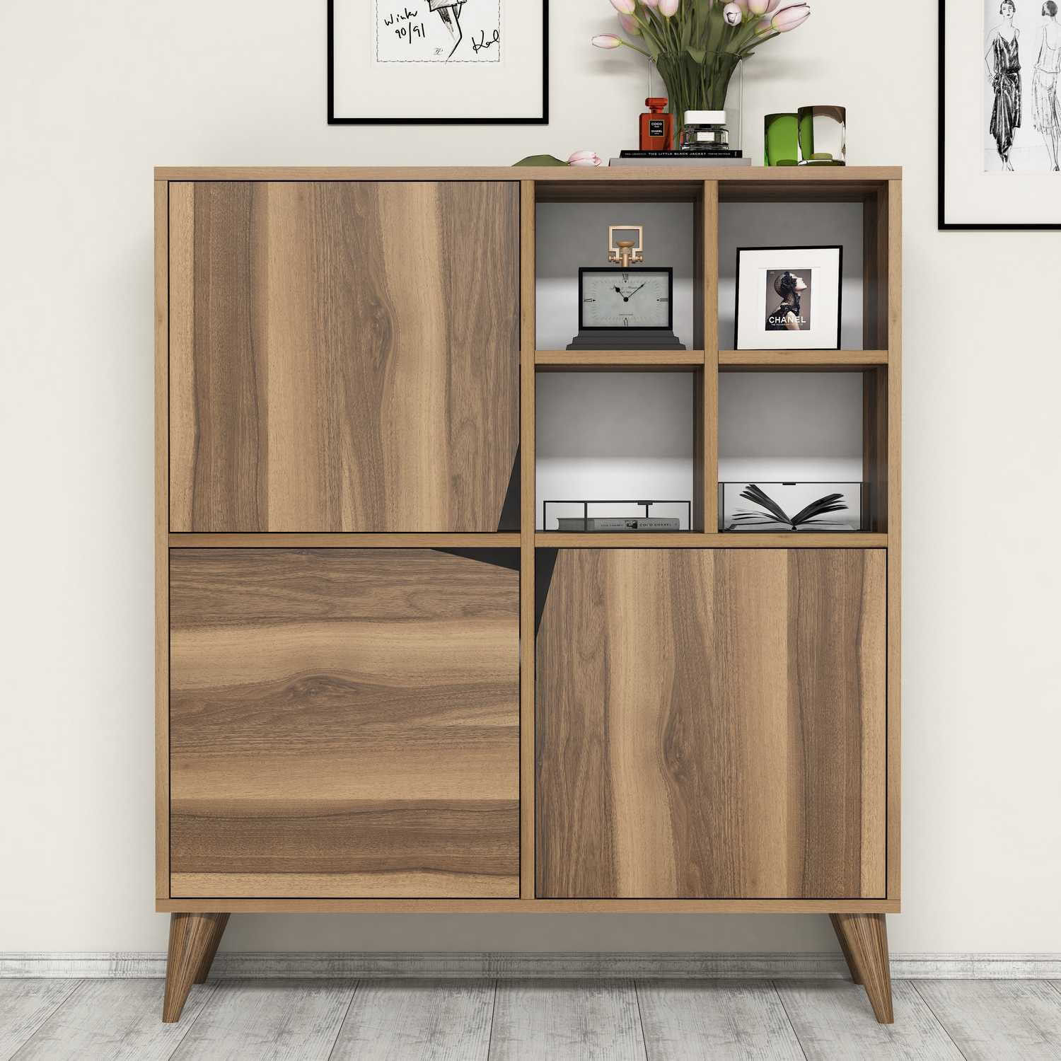 Dulap multifunctional, Hanah Home, pal melaminat, nuc, 100x30x115 cm — imaginea 2