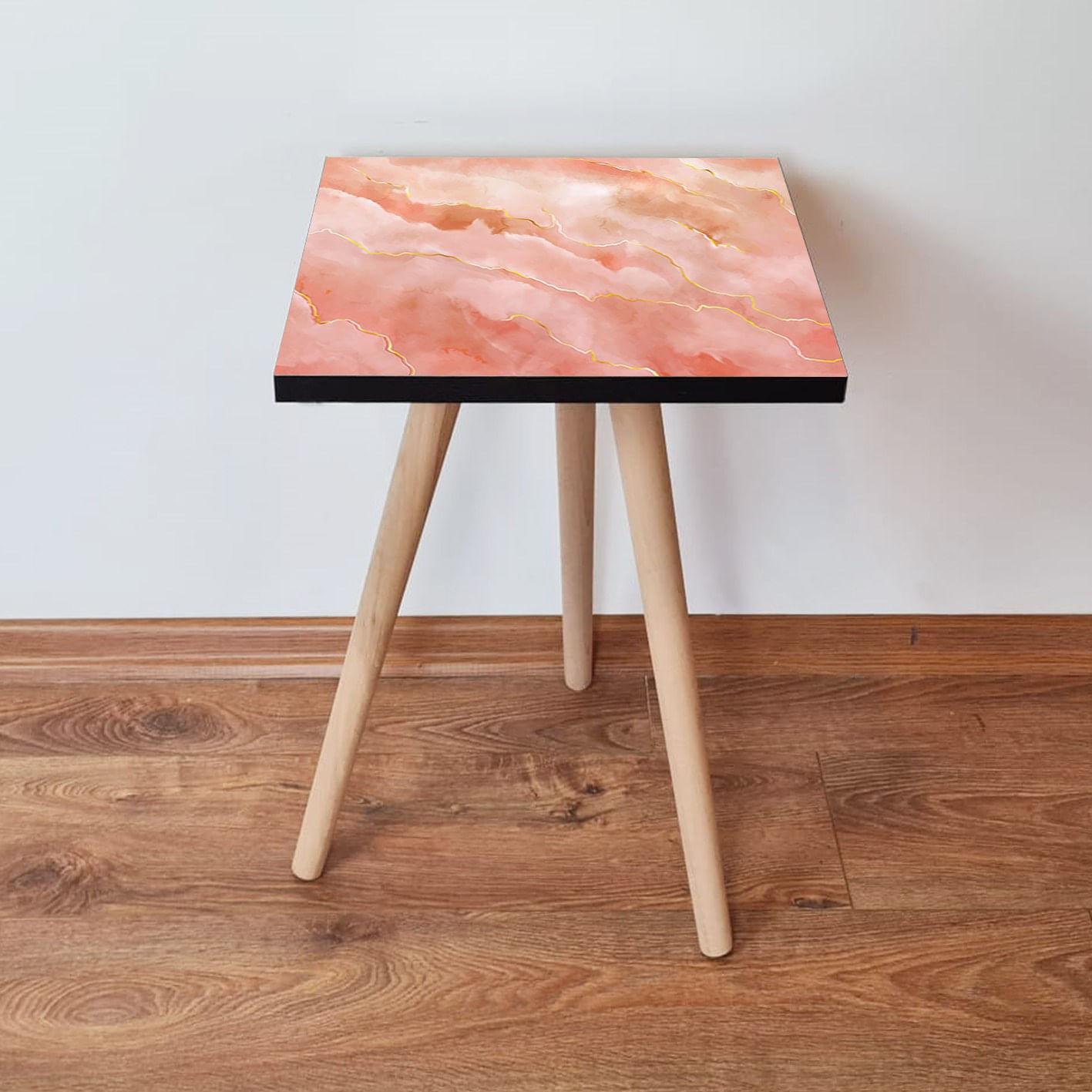 Masa laterala, Hanah Home, mdf, roz auriu, 35x35x42 cm