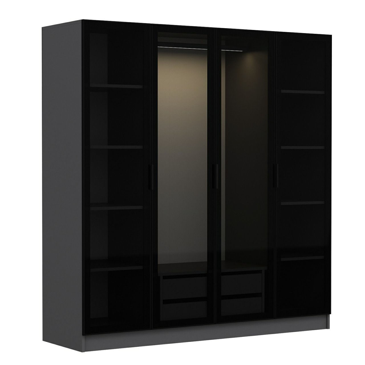 Dulap, Hanah Home, pal melaminat, antracit si negru, 180x52x210 cm