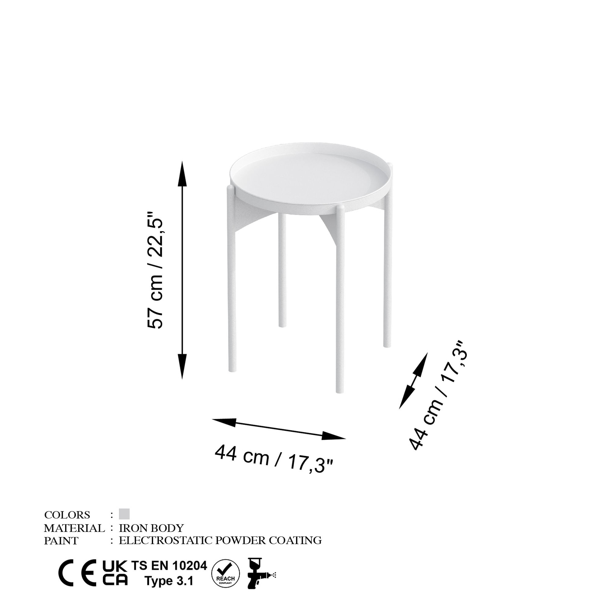 Masuta de cafea, Hanah Home, metal, alb, 44x44x57 cm — imaginea 4