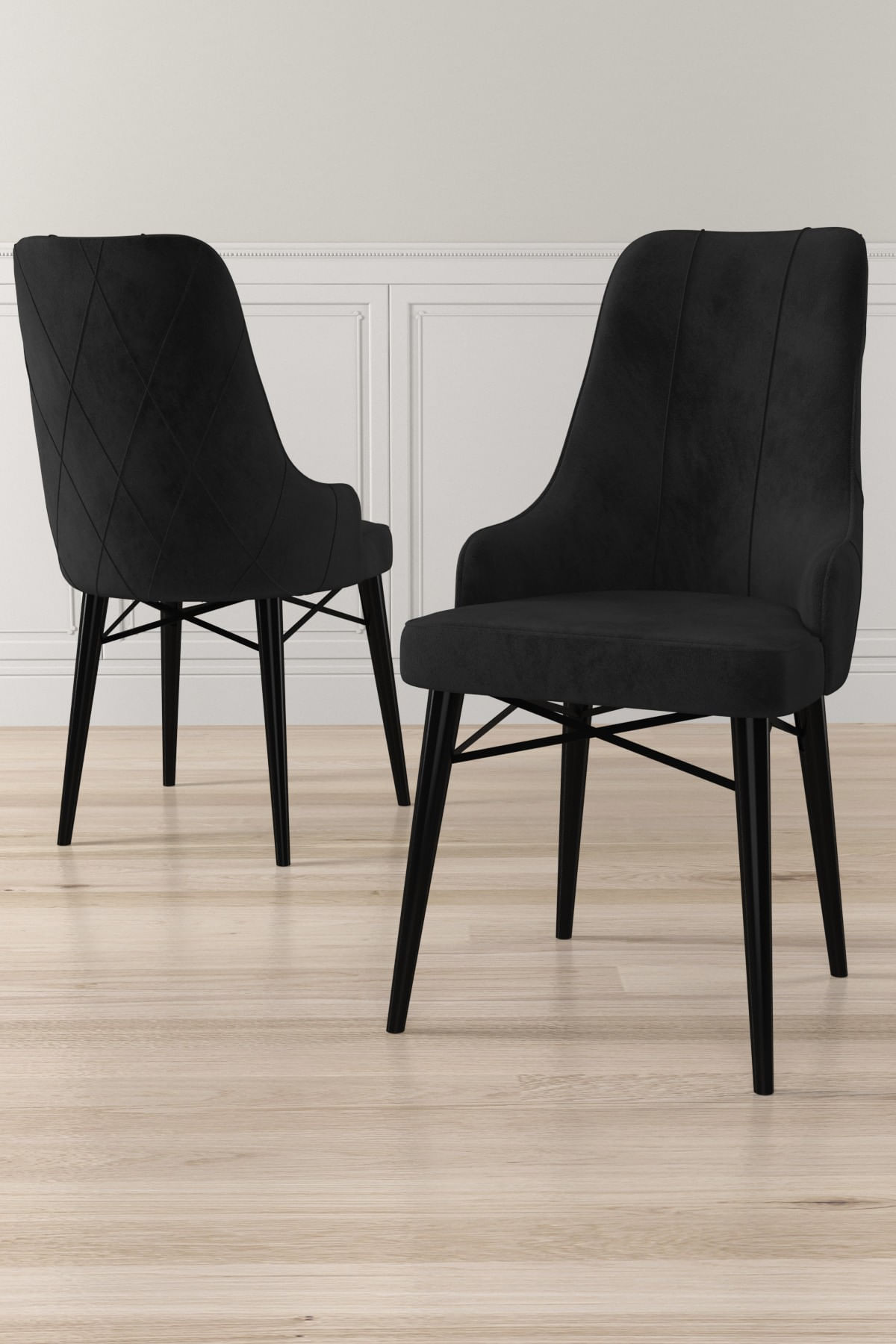 Set scaune, Hanah Home, metal, negru, 46x42x95 cm, 240CHR1701 — imaginea 2