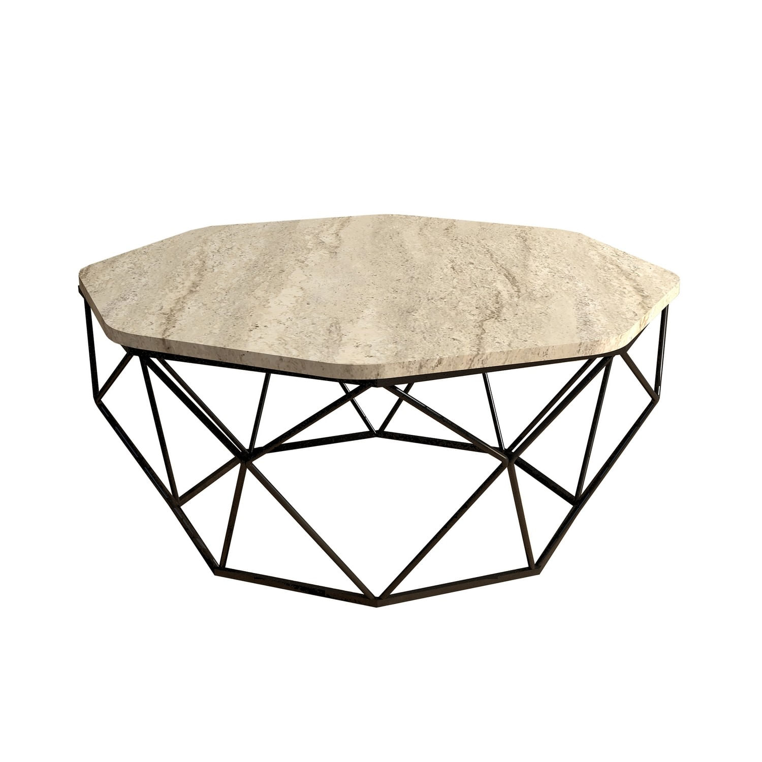 Masa de cafea, Hanah Home, pal melaminat, travertin, 90x90x38 cm — imaginea 2