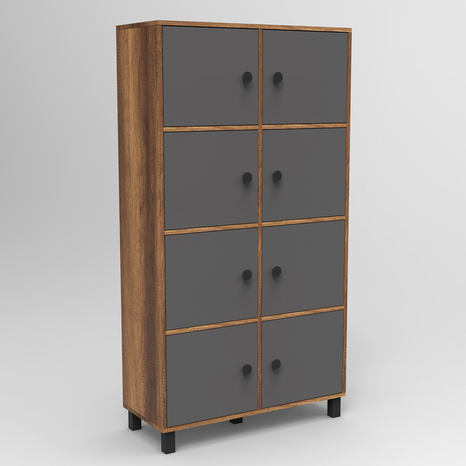 Dulap multifunctional, Hanah Home, panou de particule melaminat, nuc si antracit, 96x40x179.4 cm — imaginea 2