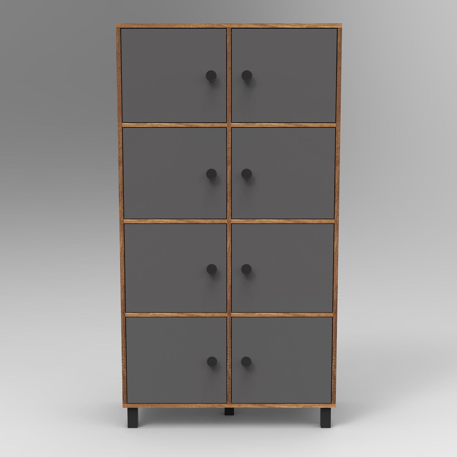 Dulap multifunctional, Hanah Home, panou de particule melaminat, nuc si antracit, 96x40x179.4 cm — imaginea 5