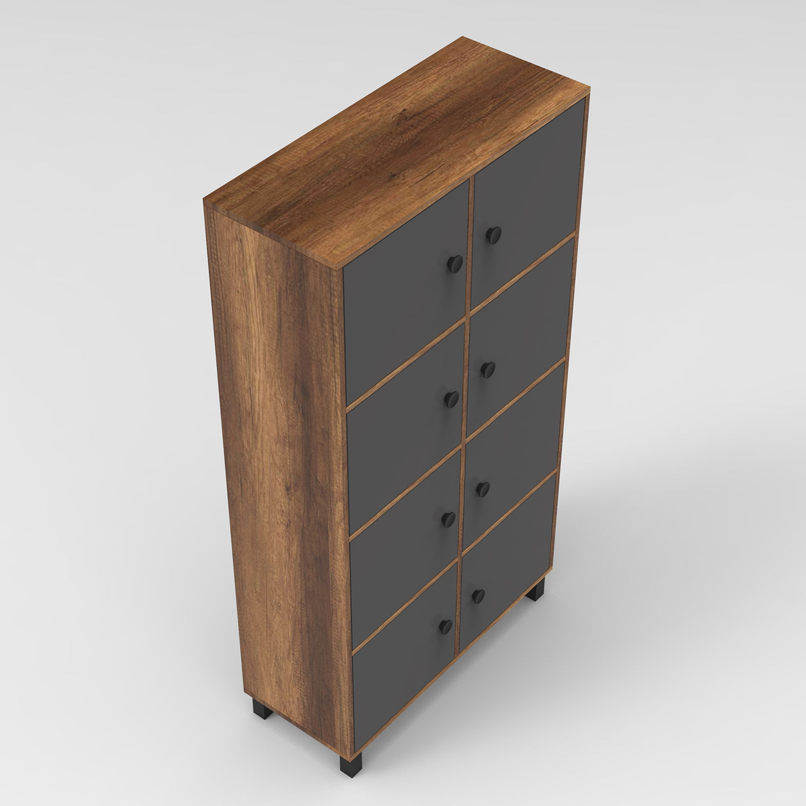 Dulap multifunctional, Hanah Home, panou de particule melaminat, nuc si antracit, 96x40x179.4 cm — imaginea 6