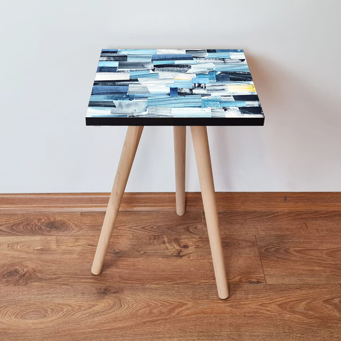 Masuta de cafea, Hanah Home, mdf, alb, albastru marin, albastru, 35x35x42 cm