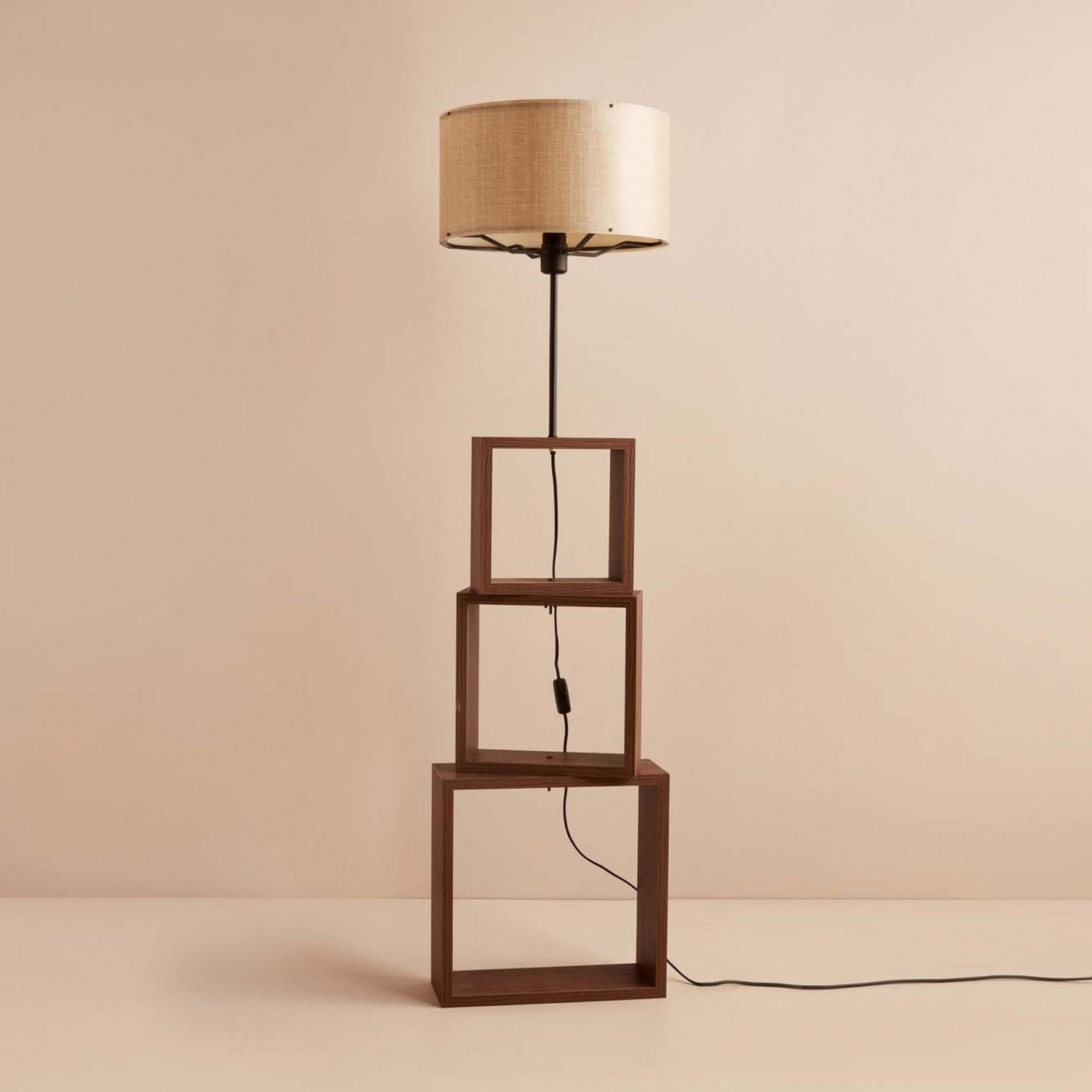 Lampadar, Opviq, lemn, bej, abajur 20x37 cm, cablu 200 cm
