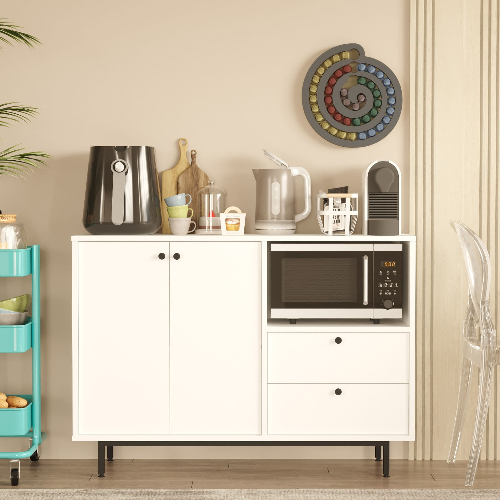 Dulap multifunctional, Hanah Home, pal melaminat, alb, 88x35,5x85 cm — imaginea 4