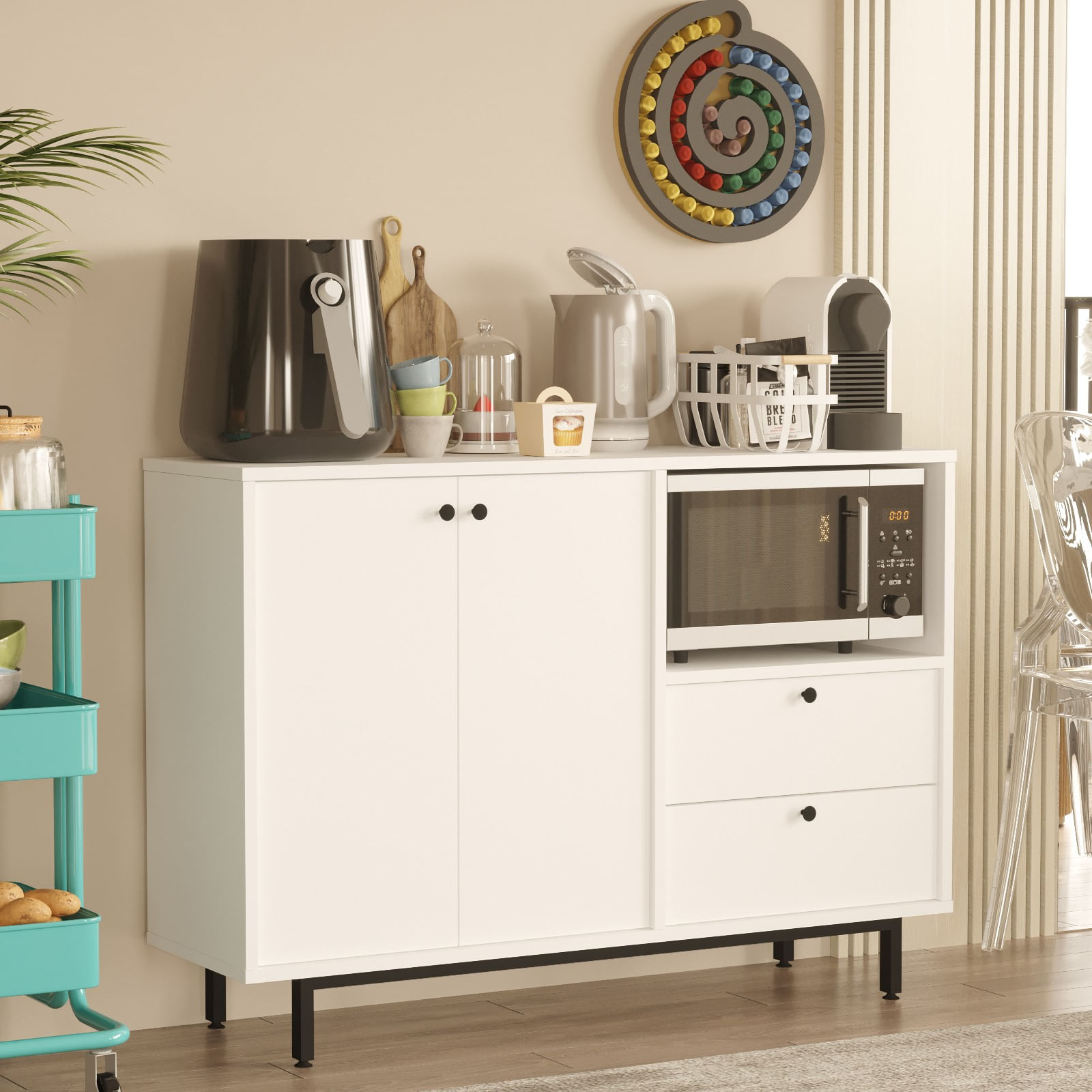 Dulap multifunctional, Hanah Home, pal melaminat, alb, 88x35,5x85 cm — imaginea 7
