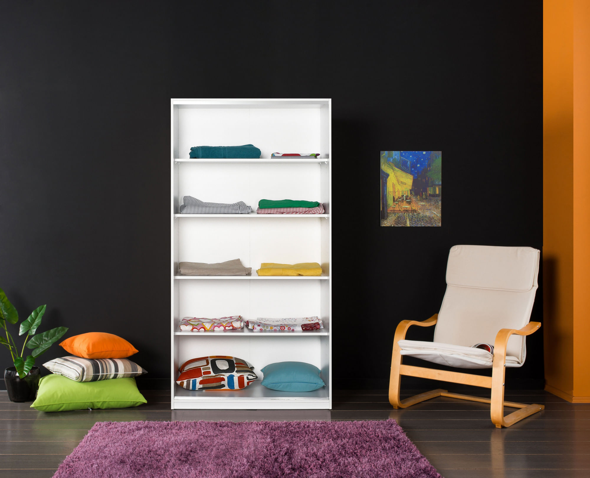 Dulap cu usi glisante, Hanah Home, panou aglomerat melaminat, alb, 94x52x182 cm — imaginea 2