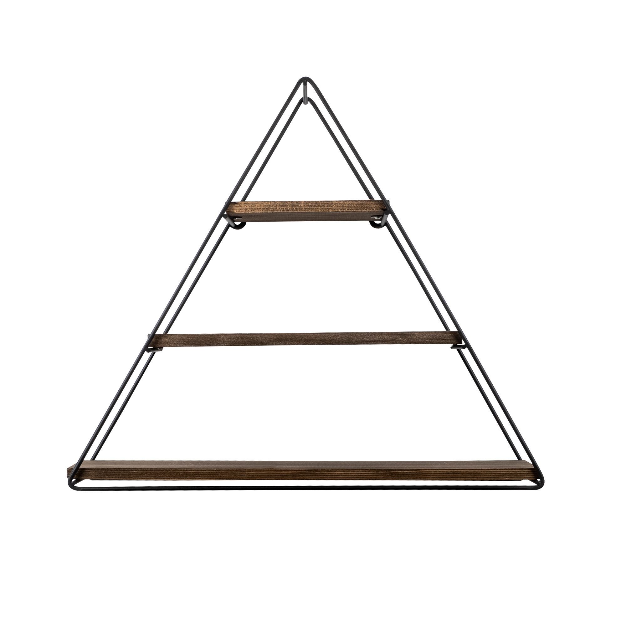 Etajera de perete, Hanah Home, lemn de molid si metal, negru nuc, 60x52x15 cm