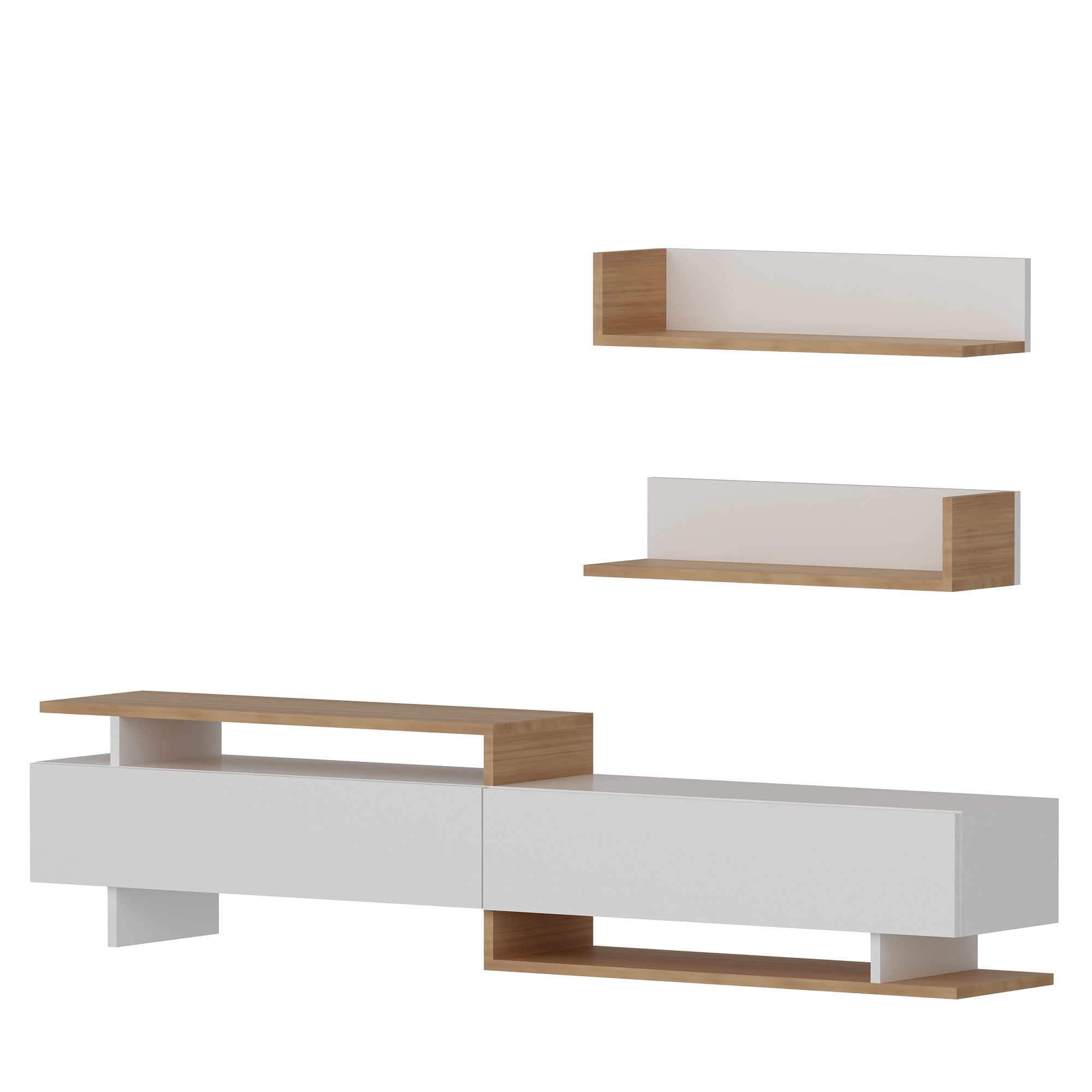 Corp tv, Hanah Home, pal melaminat, alb si tec, 180x40x37.4 cm — imaginea 4