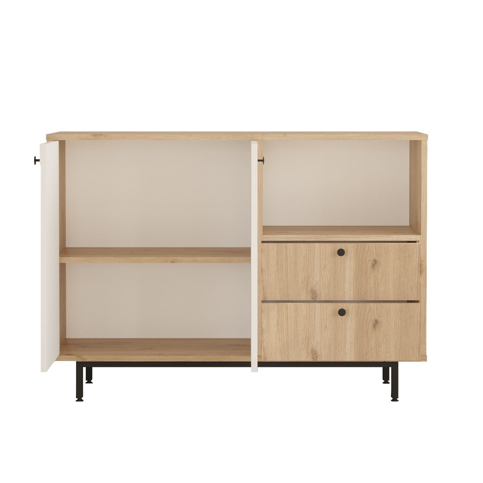 Dulap multifunctional, Hanah Home, pal melaminat, stejar si alb, 120x35.5x85 cm — imaginea 3