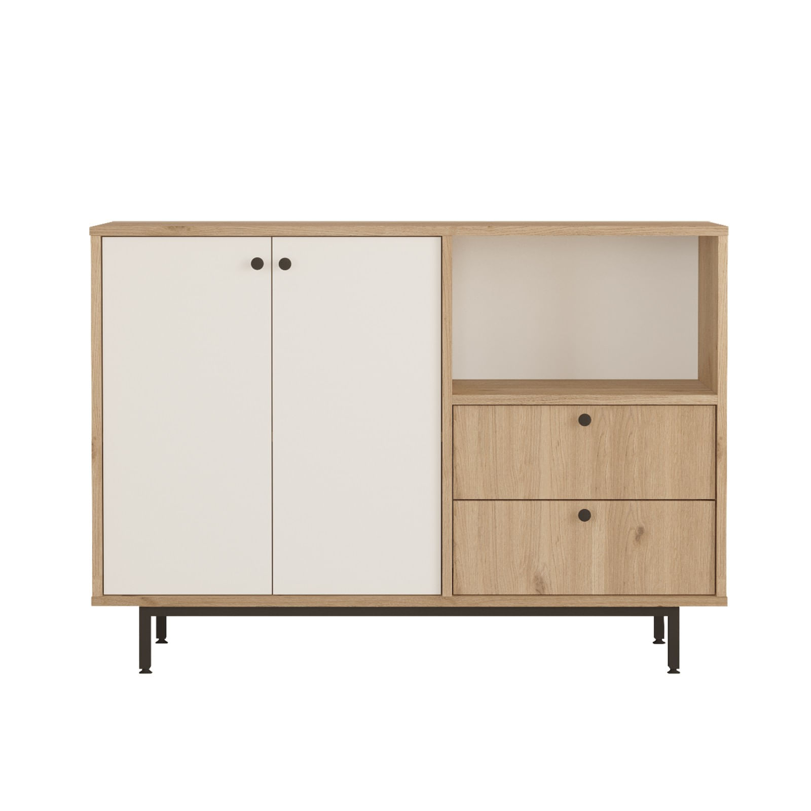Dulap multifunctional, Hanah Home, pal melaminat, stejar si alb, 120x35.5x85 cm — imaginea 4