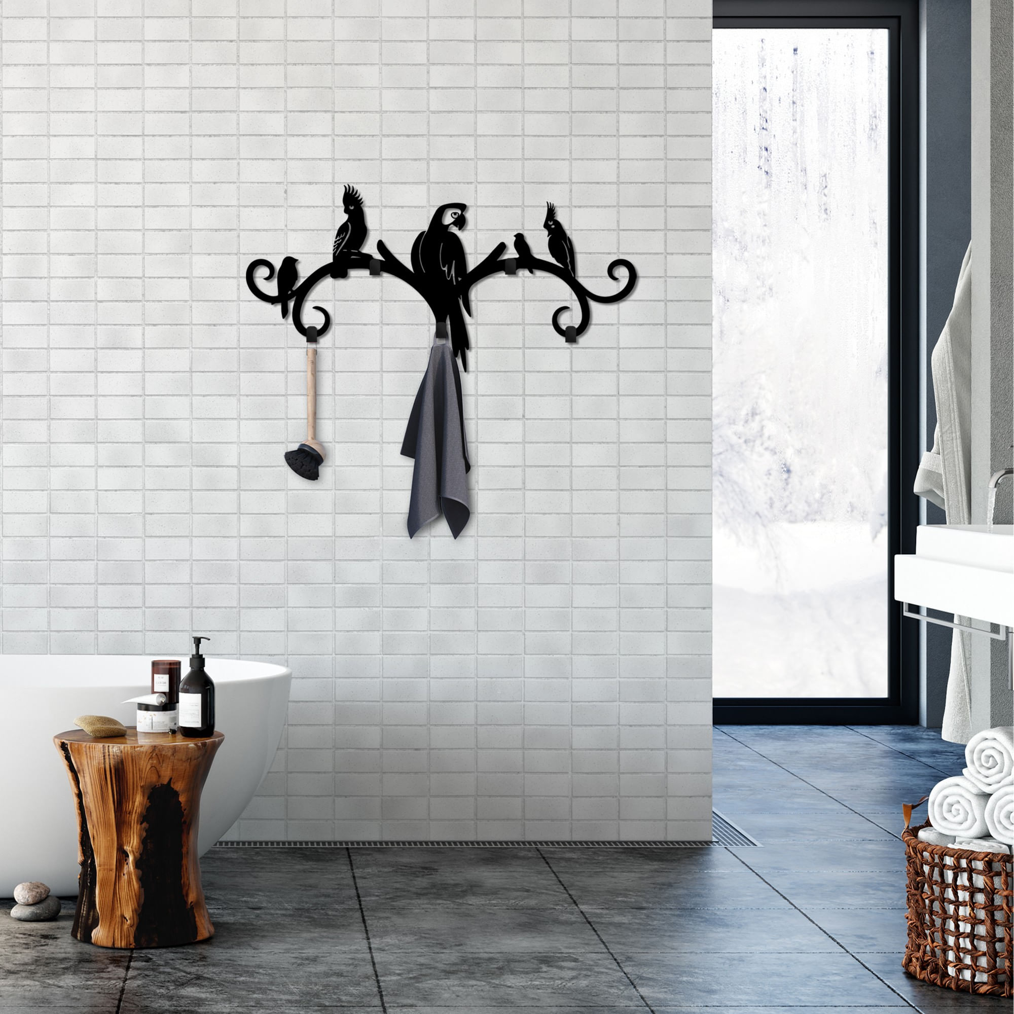 Cuiere, Wallxpert, metal, negru, 60x29x2 cm — imaginea 4