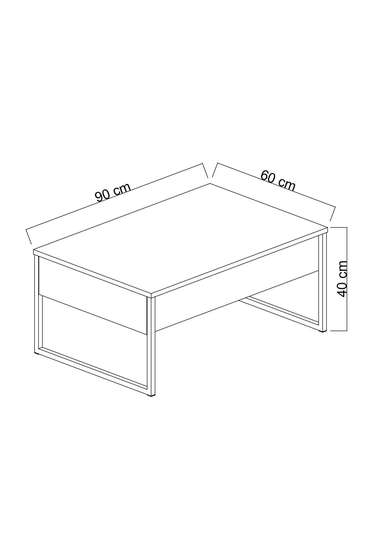 Masa de cafea, Hanah Home, pal melaminat, travertin si negru, 90x60x40 cm — imaginea 2
