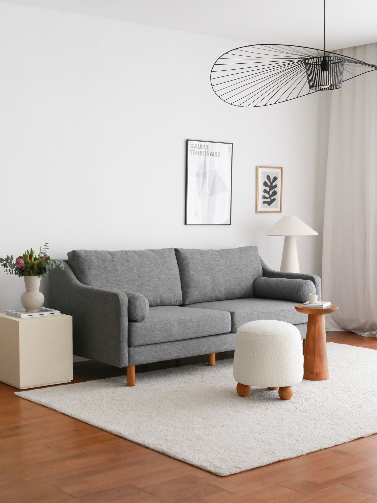 Canapea 3 locuri, Atelier Del Sofa, lemn de carpen, in, gri, 196x93x82 cm — imaginea 7