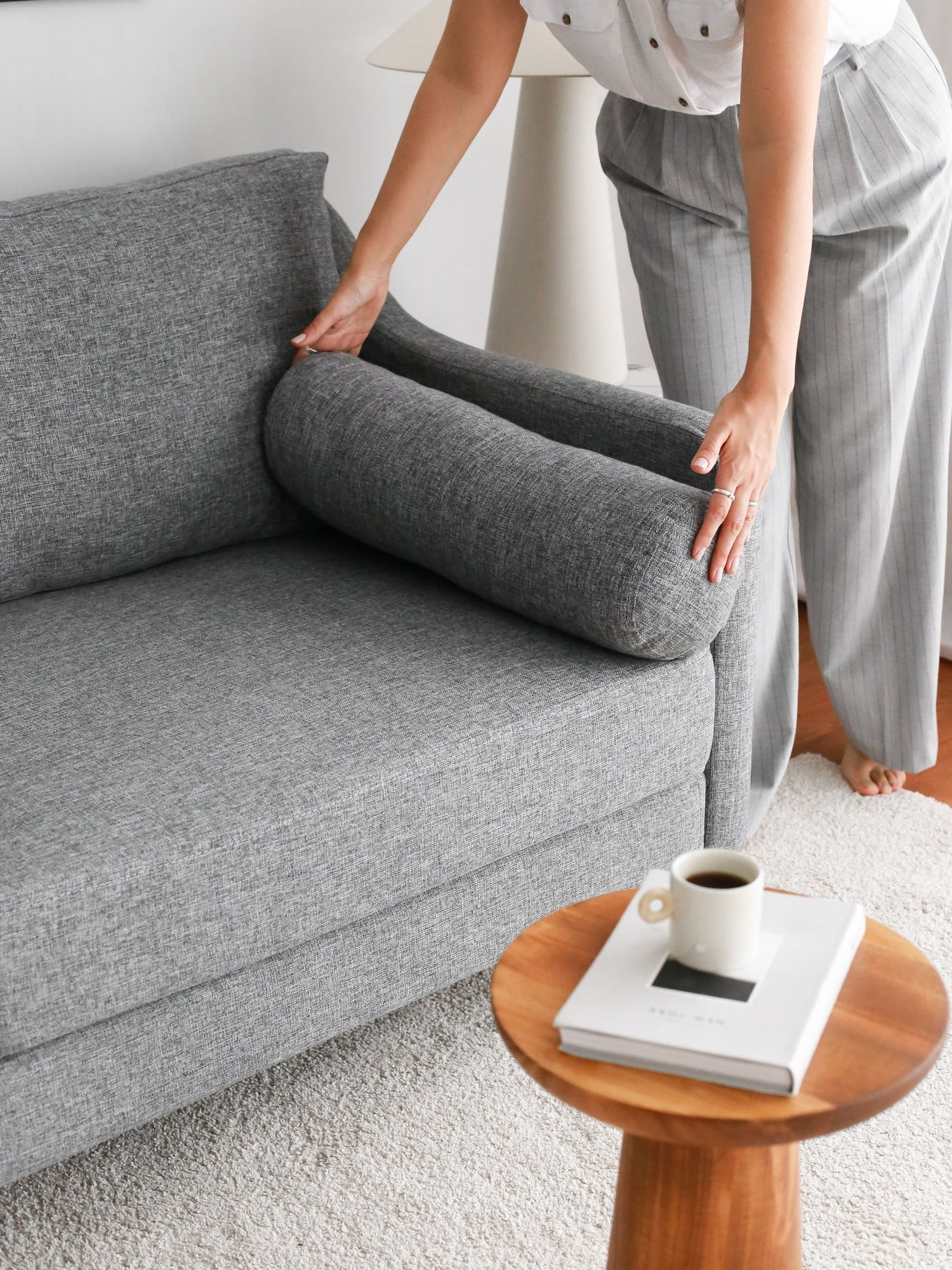 Canapea 3 locuri, Atelier Del Sofa, lemn de carpen, in, gri, 196x93x82 cm — imaginea 9