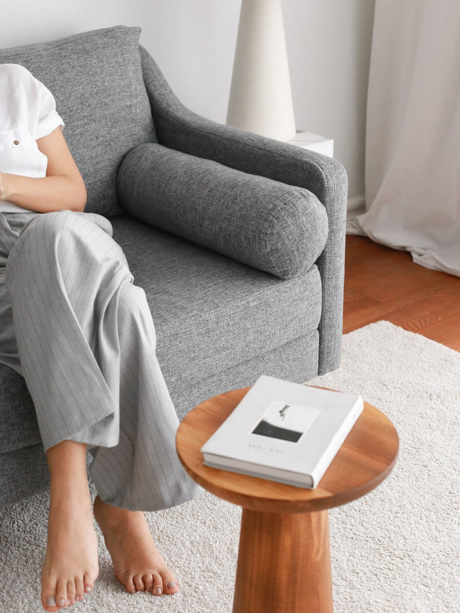 Canapea 3 locuri, Atelier Del Sofa, lemn de carpen, in, gri, 196x93x82 cm — imaginea 11