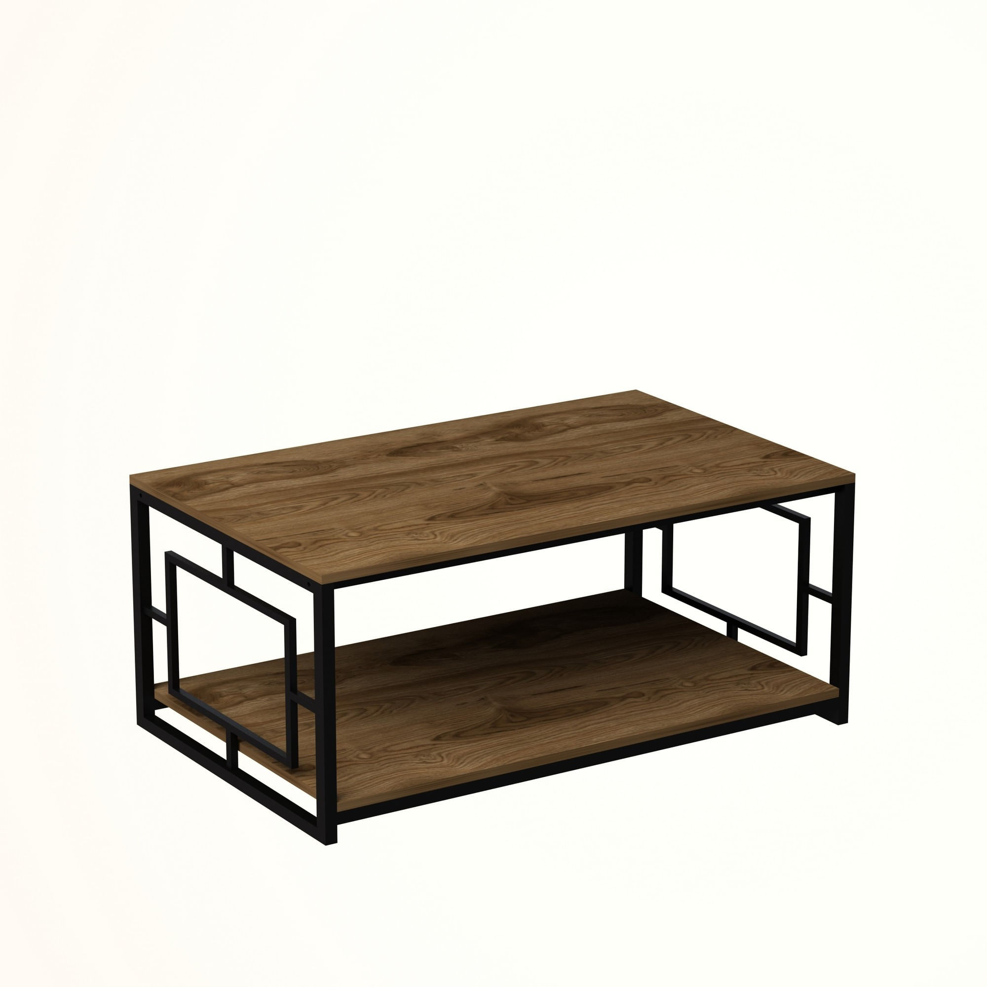 Masuta de cafea, Hanah Home, pal melaminat, nuc si negru, 120x60x50 cm — imaginea 4