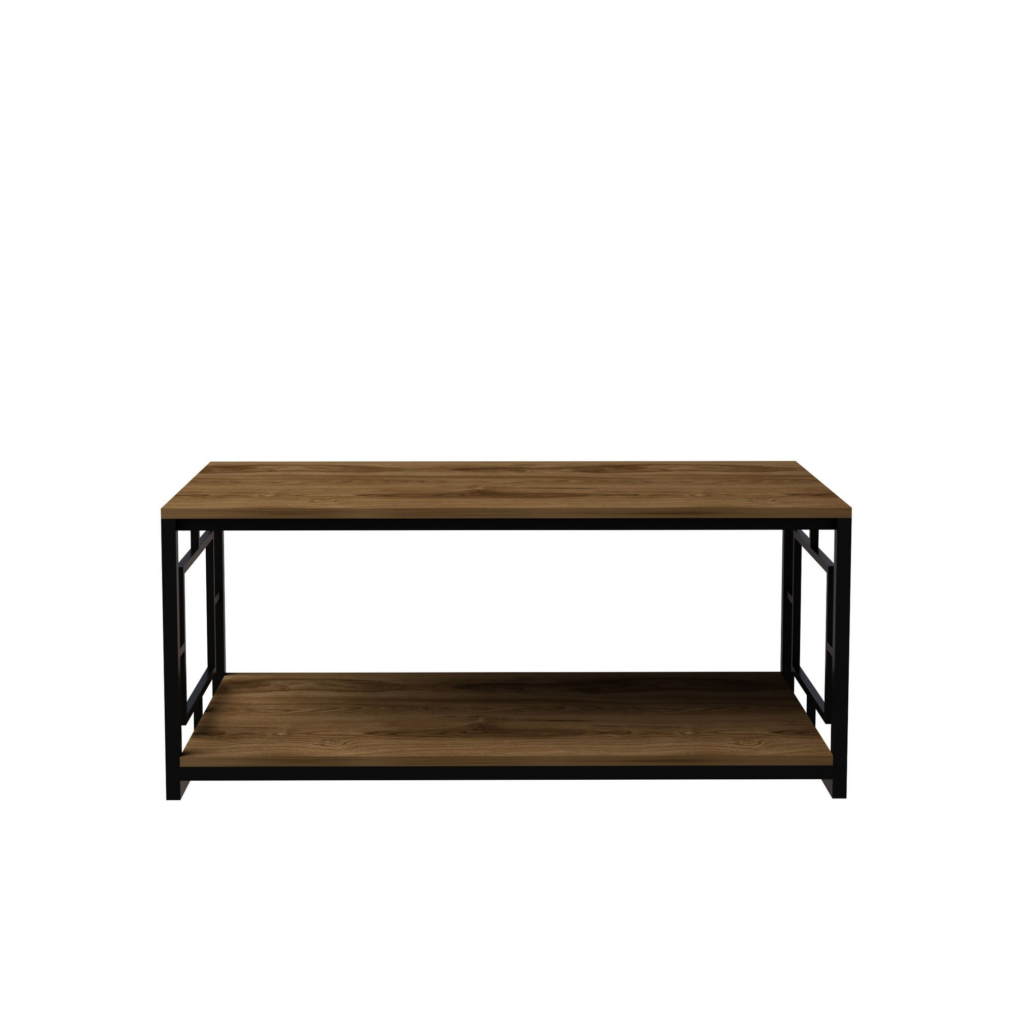 Masuta de cafea, Hanah Home, pal melaminat, nuc si negru, 120x60x50 cm — imaginea 6