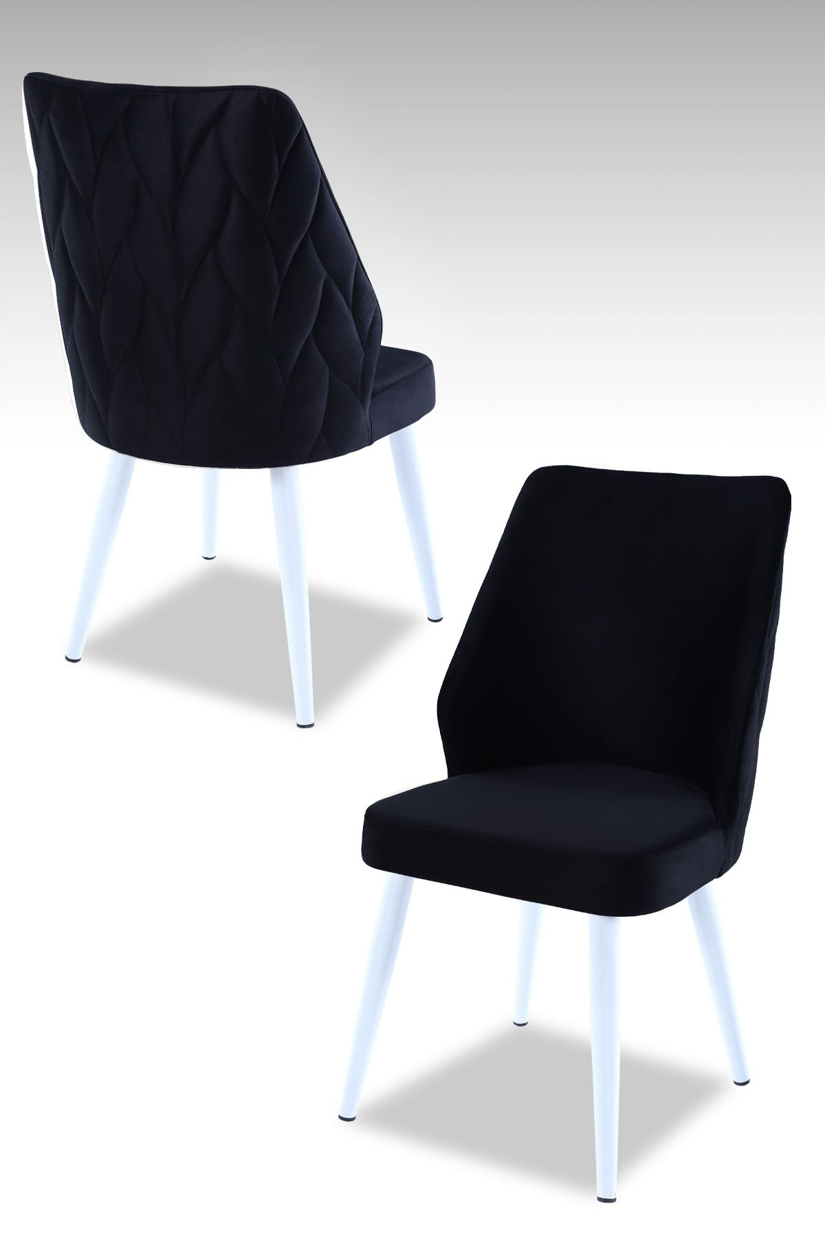 Set scaune, Hanah Home, melamina, negru alb, 48x43x90 cm