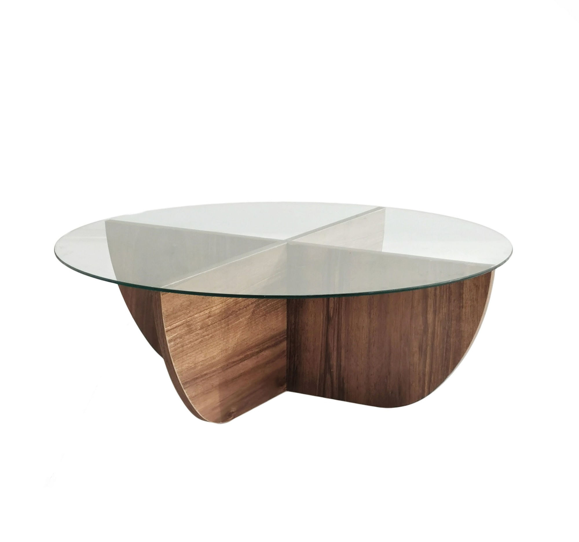 Masuta de cafea, Hanah Home, sticla securizata si pal melaminat, nuc, 90x90x30 cm — imaginea 5