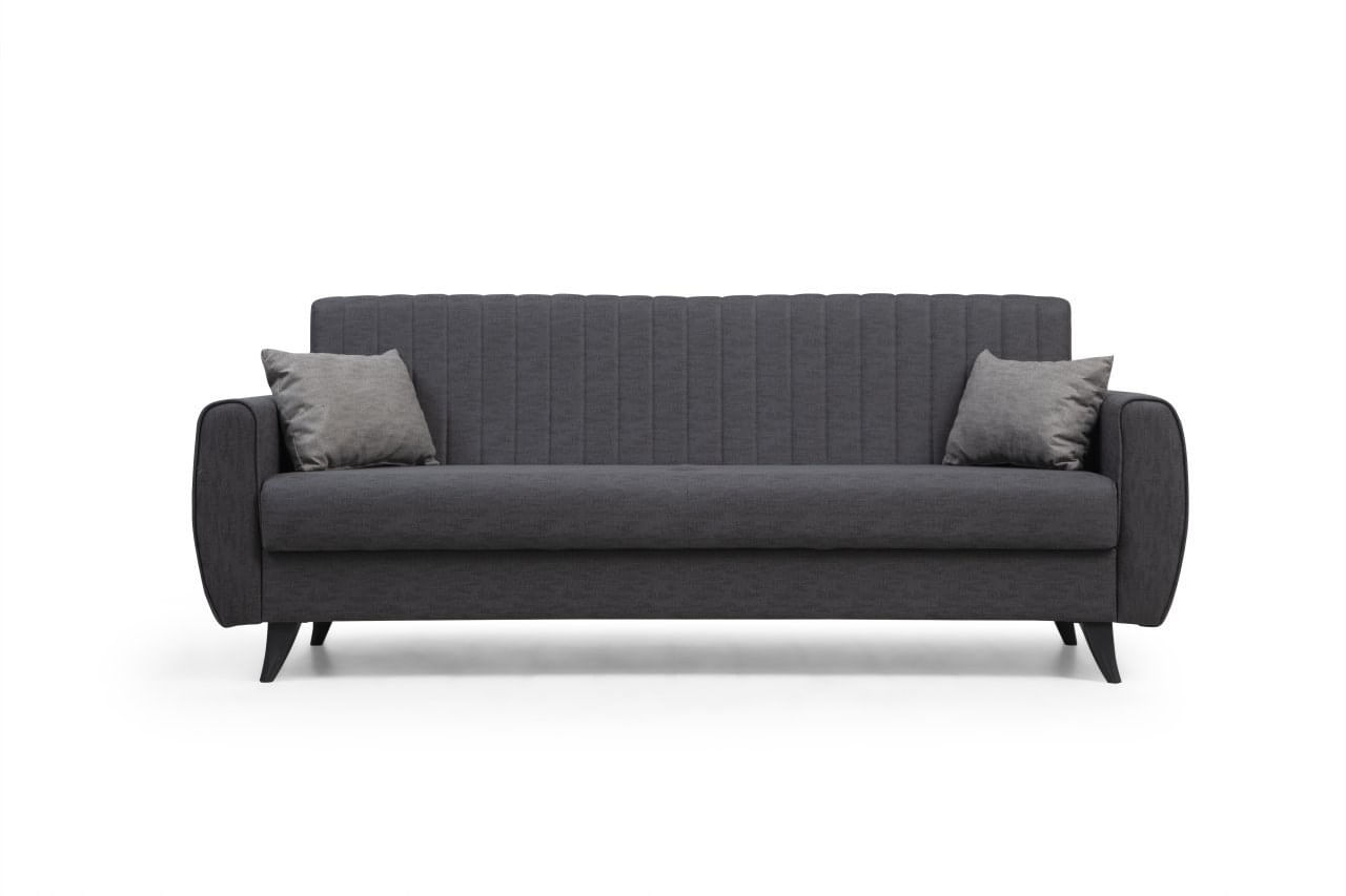 Canapea extensibila 3 locuri, Atelier Del Sofa, cadru metal si lemn, stofa poliester texturat, gri inchis, 214x86x77 cm — imaginea 5