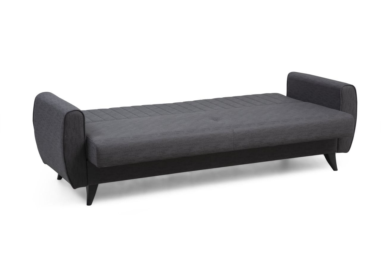 Canapea extensibila 3 locuri, Atelier Del Sofa, cadru metal si lemn, stofa poliester texturat, gri inchis, 214x86x77 cm — imaginea 7