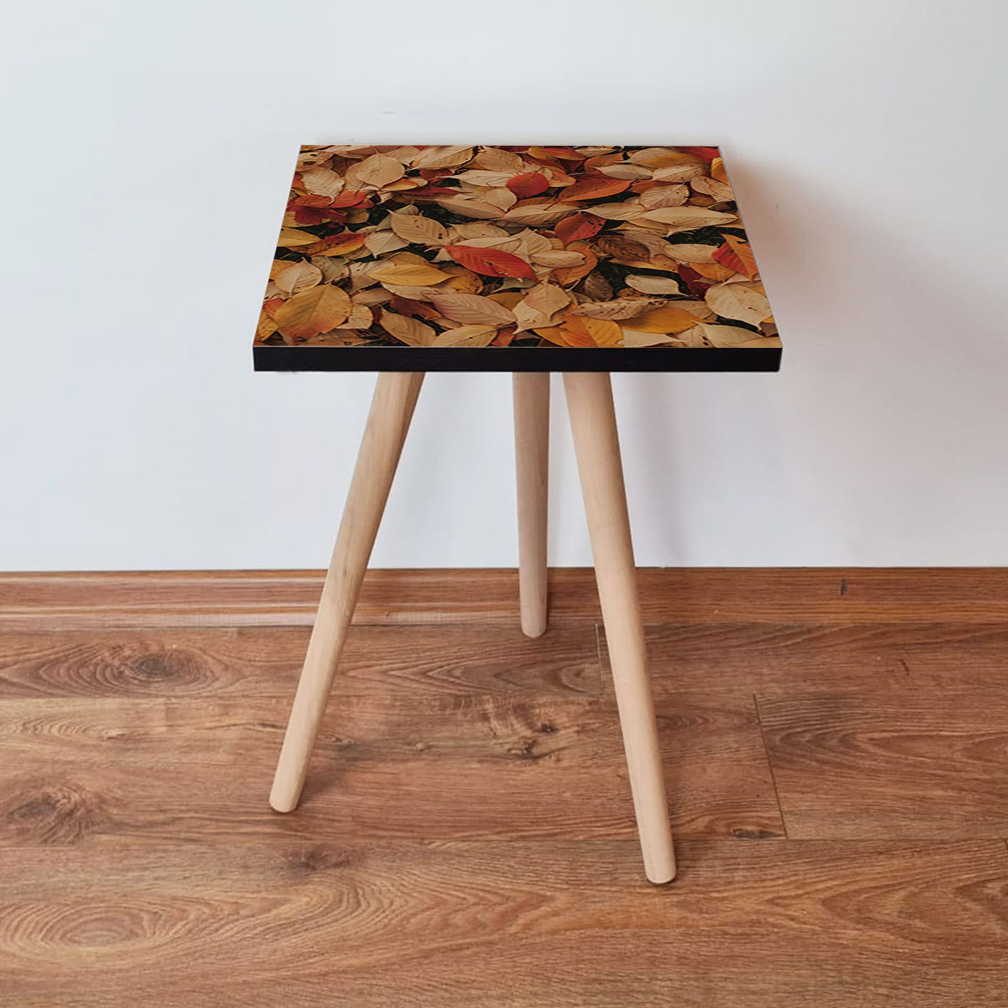 Masa laterala, Hanah Home, mdf, camel, rosu caramiziu, negru, 35x35x42 cm