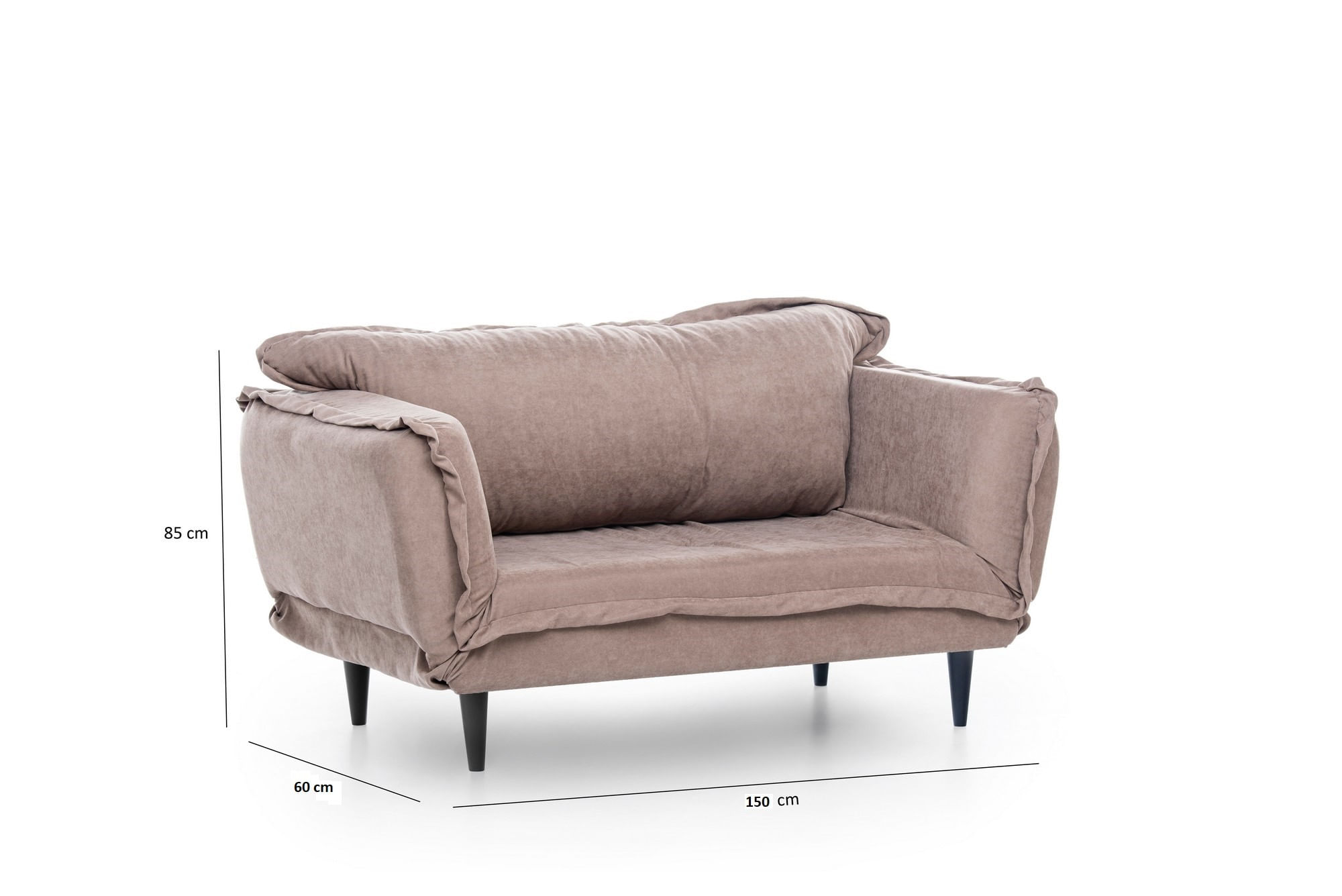 Canapea extensibila, Hanah Home, structura metalica, stofa in, mink, 200x70 cm — imaginea 4