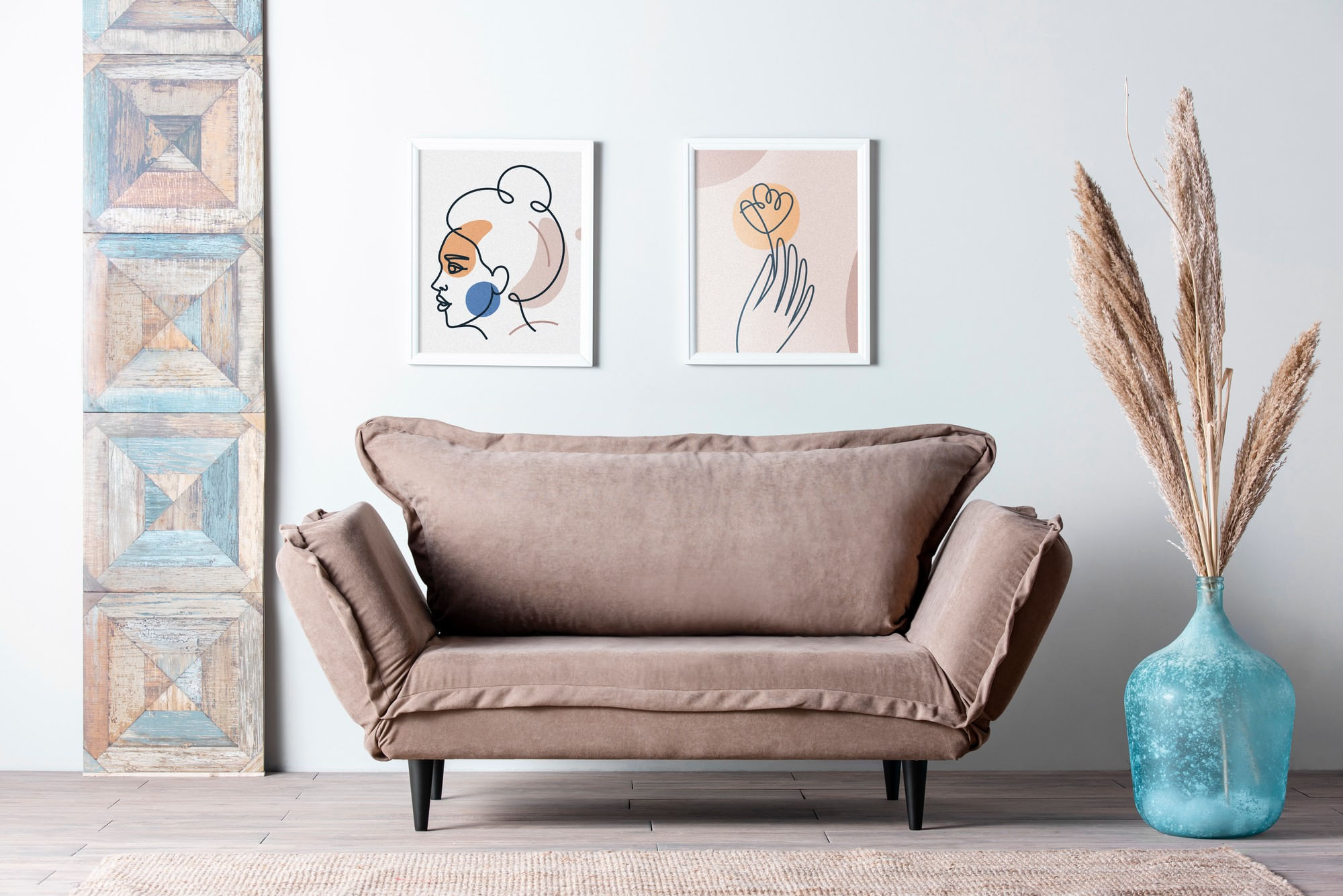 Canapea extensibila, Hanah Home, structura metalica, stofa in, mink, 200x70 cm — imaginea 6