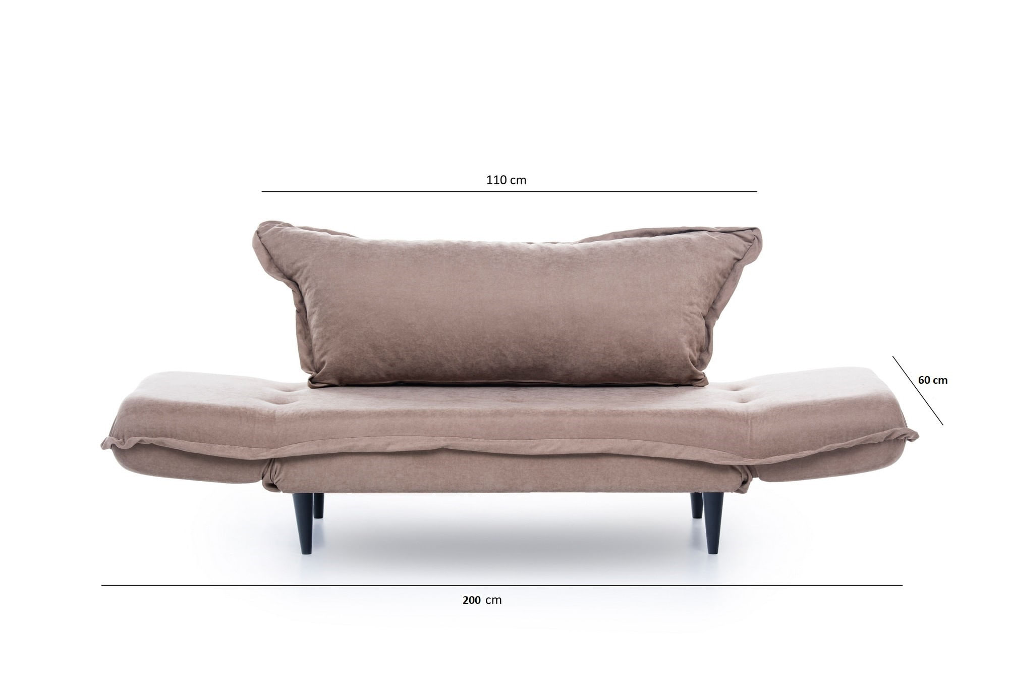 Canapea extensibila, Hanah Home, structura metalica, stofa in, mink, 200x70 cm — imaginea 8