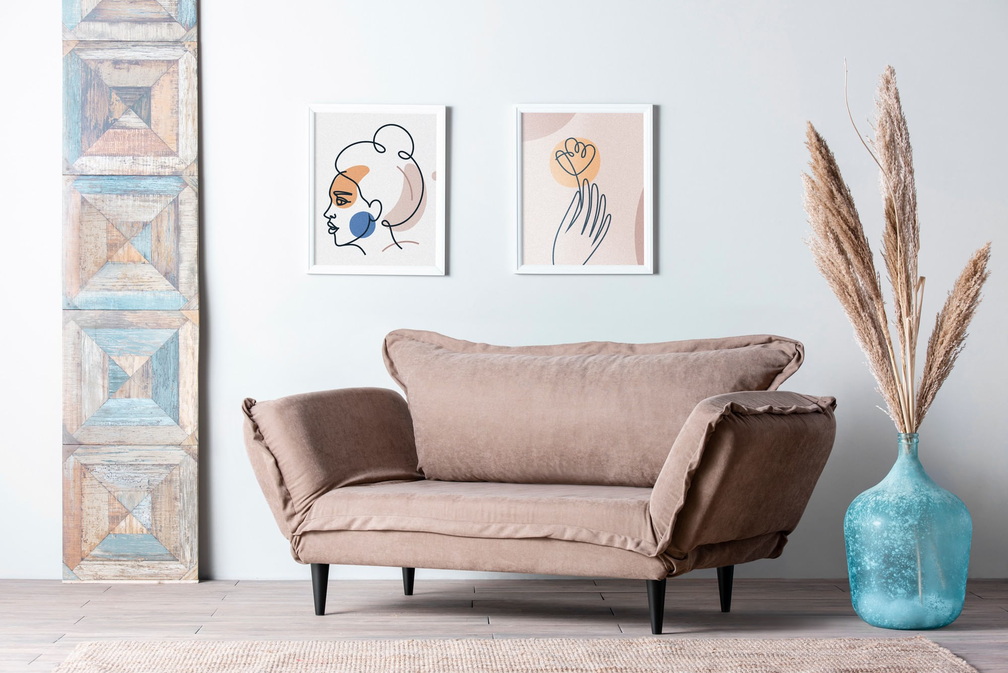 Canapea extensibila, Hanah Home, structura metalica, stofa in, mink, 200x70 cm — imaginea 13