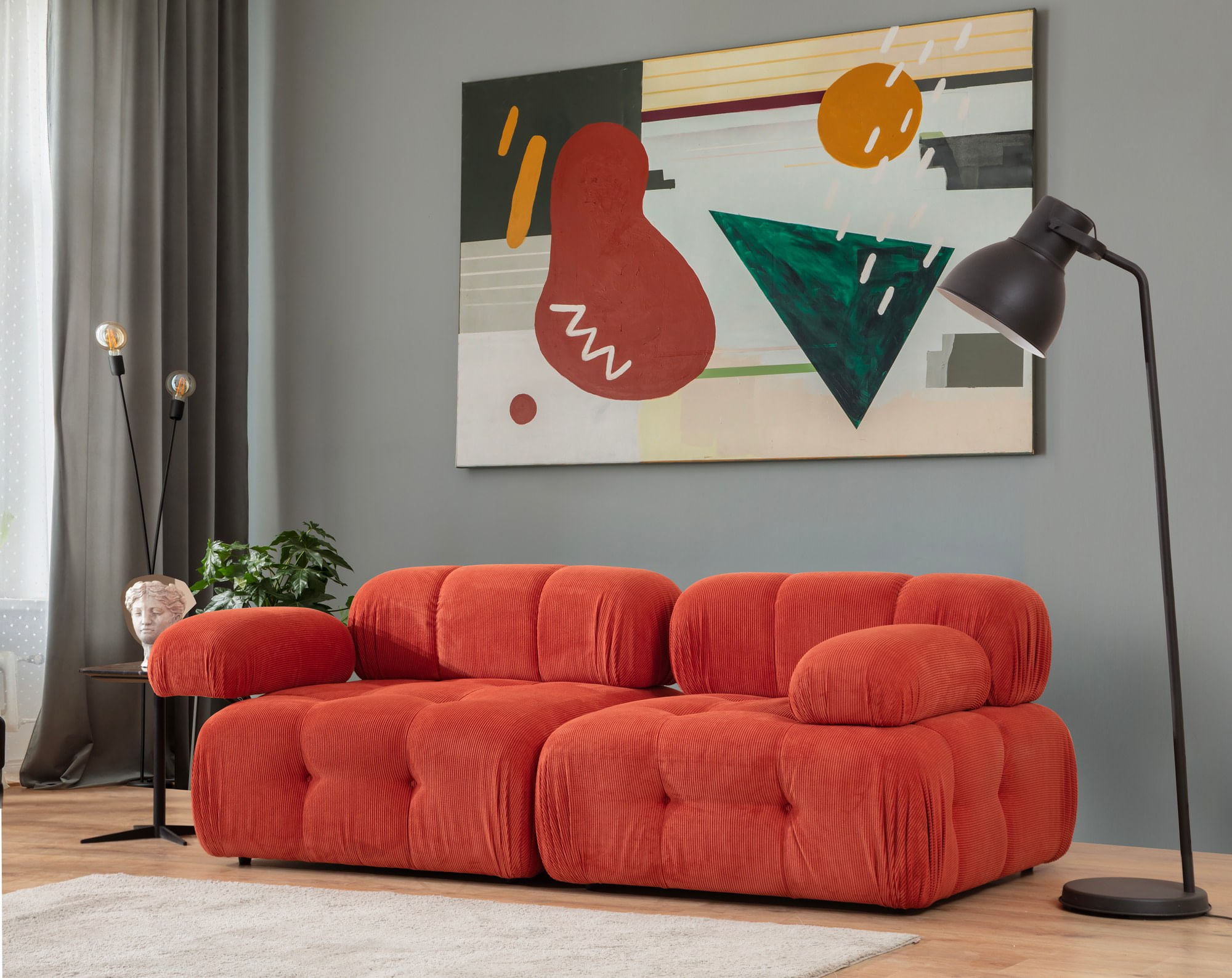Canapea 2 locuri, Hanah Home, lemn fag si pal, rosu, 200x100x80 cm — imaginea 3
