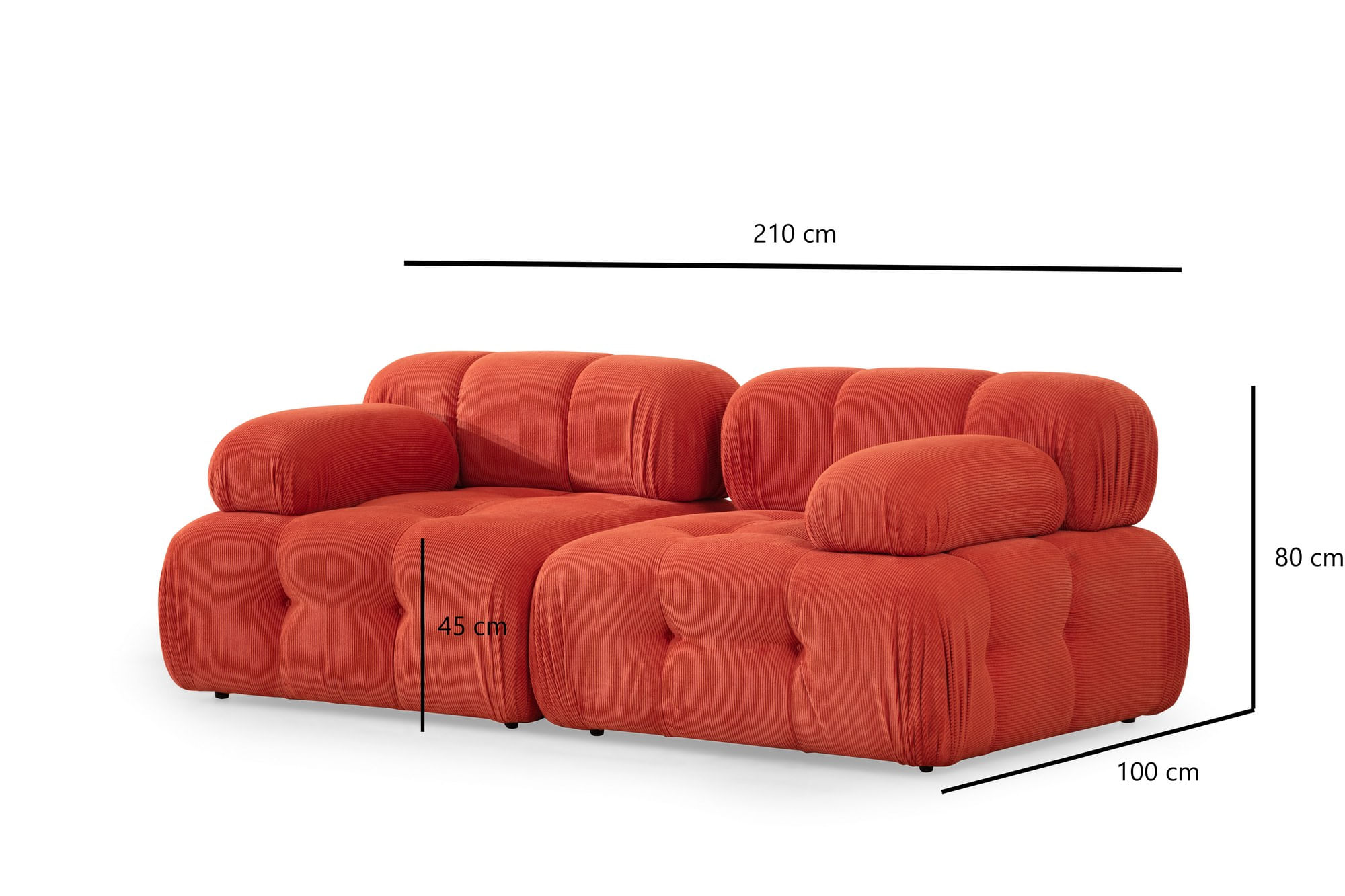 Canapea 2 locuri, Hanah Home, lemn fag si pal, rosu, 200x100x80 cm — imaginea 7