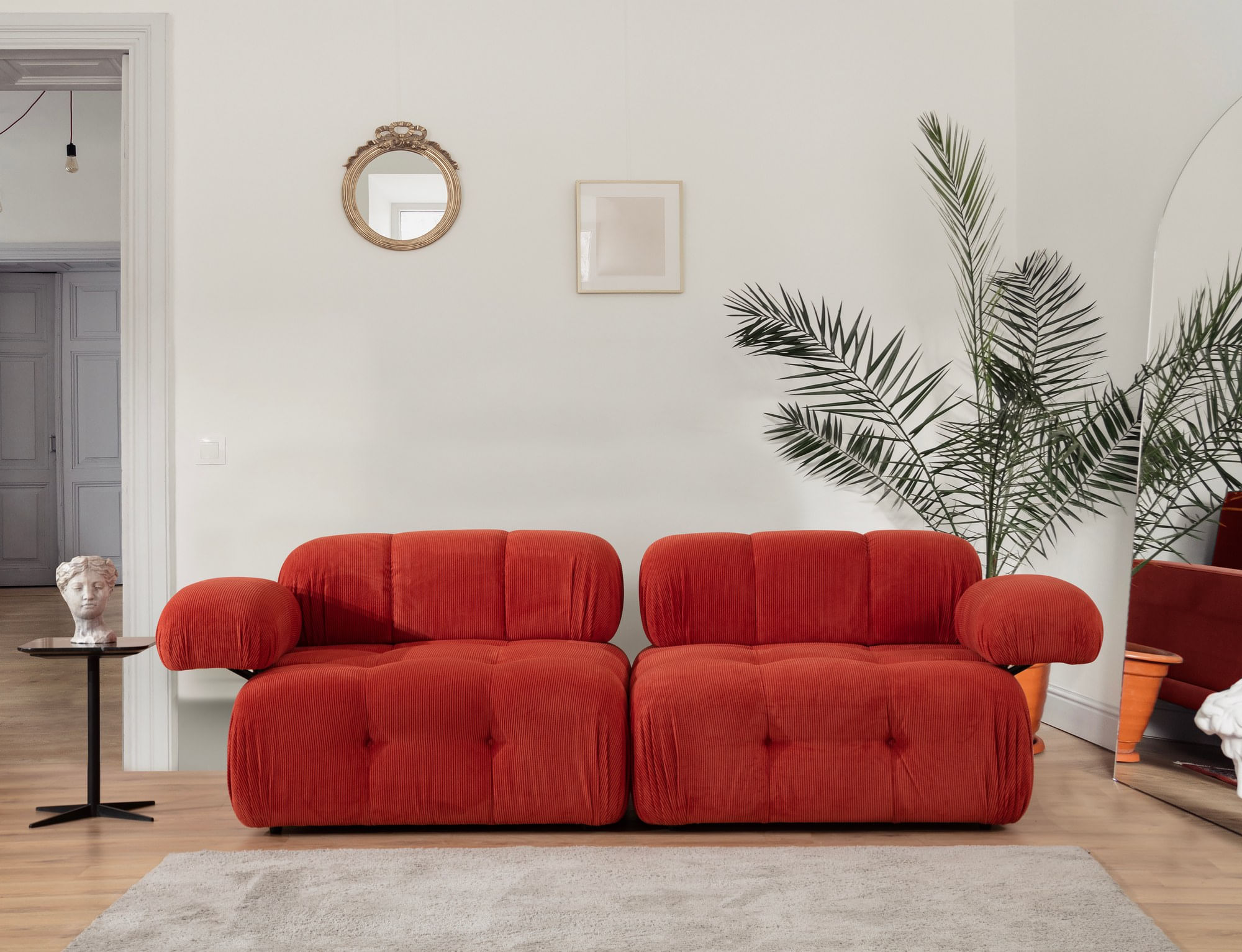 Canapea 2 locuri, Hanah Home, lemn fag si pal, rosu, 200x100x80 cm — imaginea 8