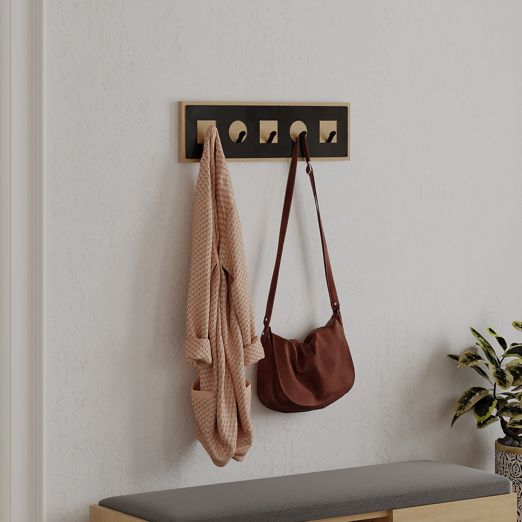 Cuier, Hanah Home, pal melaminat, stejar, 54.2x16x2 cm — imaginea 3