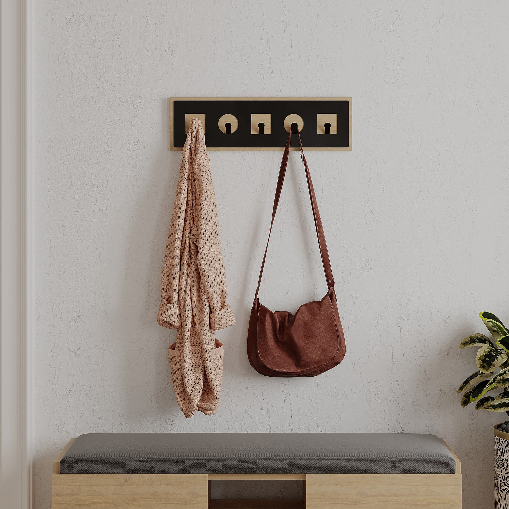 Cuier, Hanah Home, pal melaminat, stejar, 54.2x16x2 cm — imaginea 6