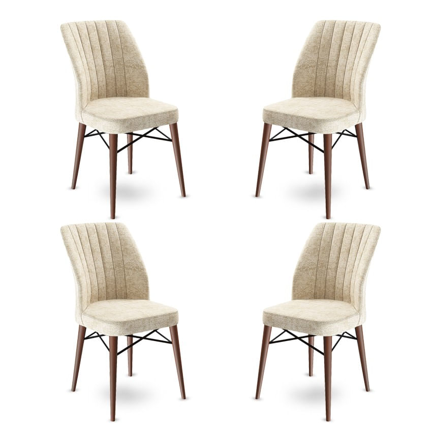 Set scaune, Hanah Home, metal, crem maro, 45x42x93 cm, 4 piese — imaginea 2