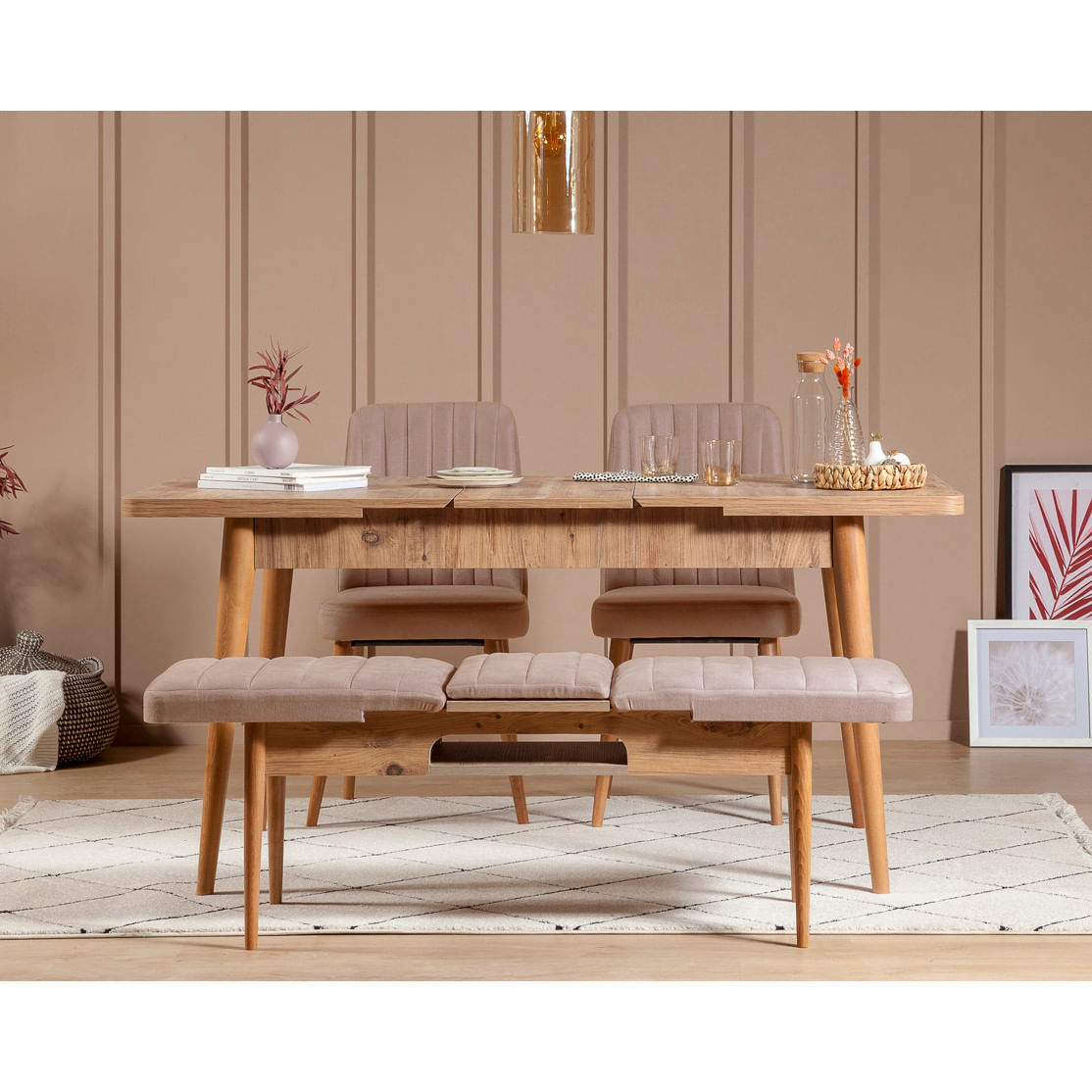 Scaun, Hanah Home, catifea, pin atlantic si piatra, 47x46x89 cm, 869VEL5179 — imaginea 2