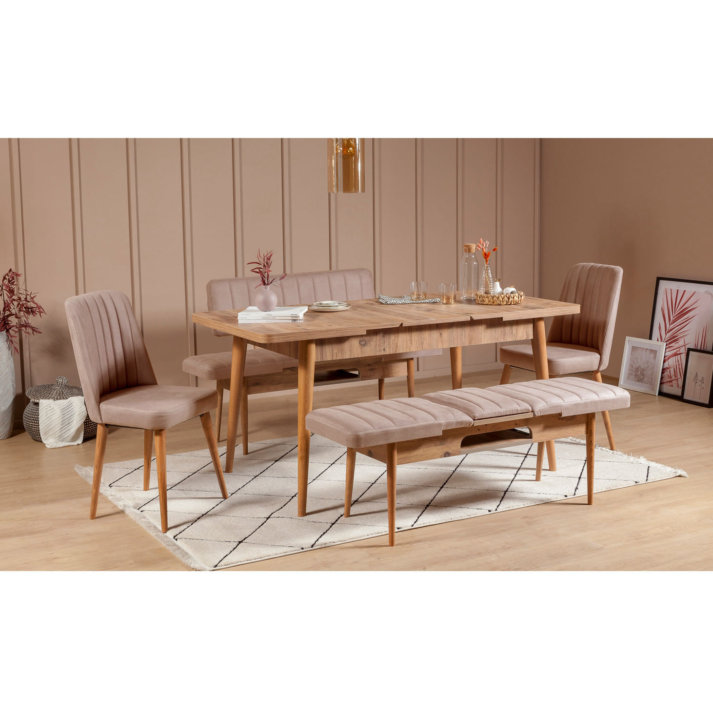 Scaun, Hanah Home, catifea, pin atlantic si piatra, 47x46x89 cm, 869VEL5179 — imaginea 6