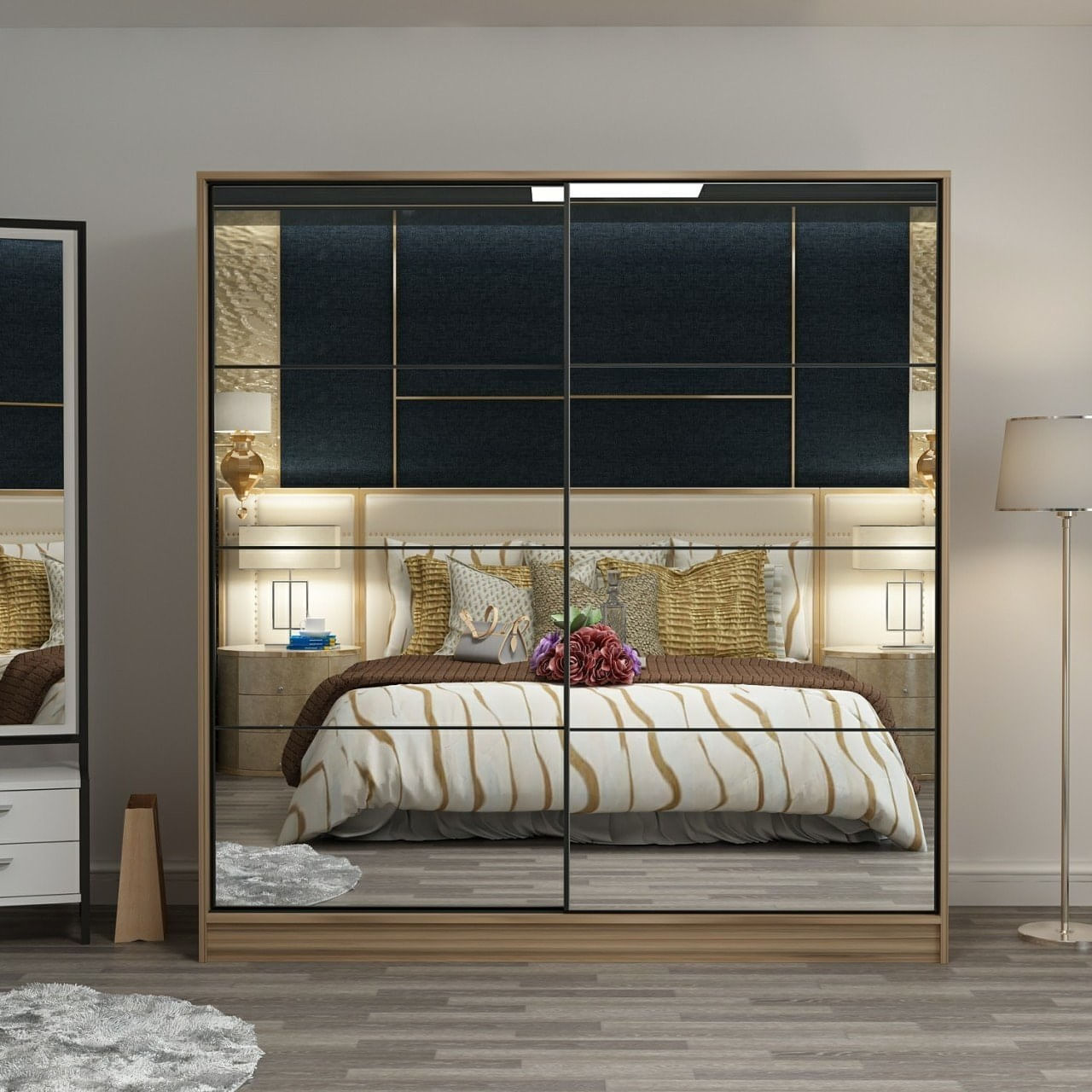 Dulap, Hanah Home, pal melaminat, dore, 180x52x210 cm — imaginea 4