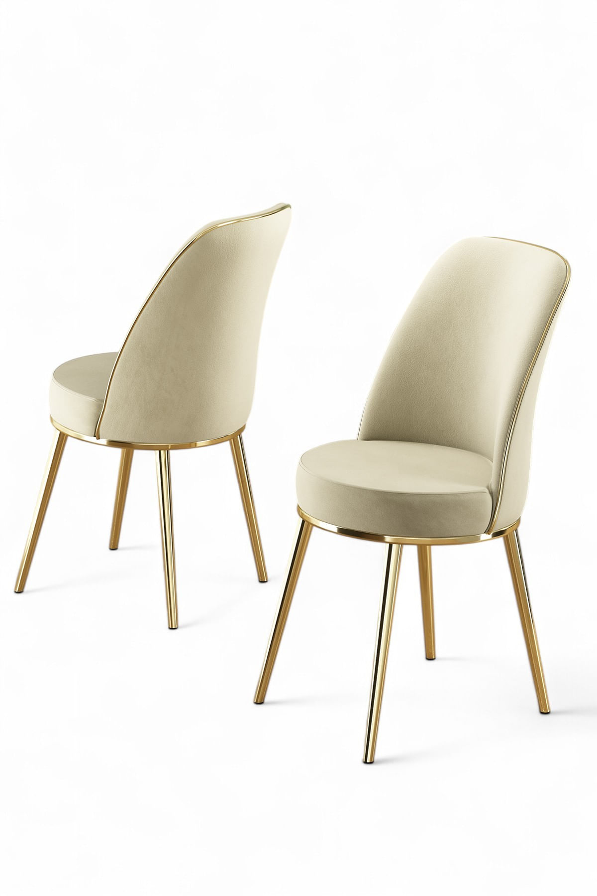 Set scaune, Hanah Home, lemn, crem auriu, 45x42x91 cm, 6 piese — imaginea 3
