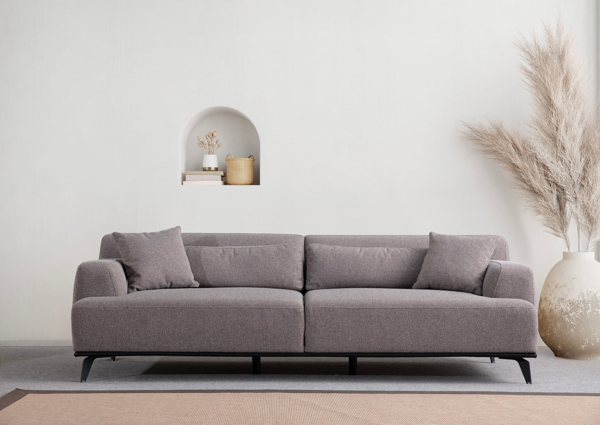 Canapea 3 locuri, Atelier Del Sofa, material textil, maro si gri, 240x100x75 cm — imaginea 2