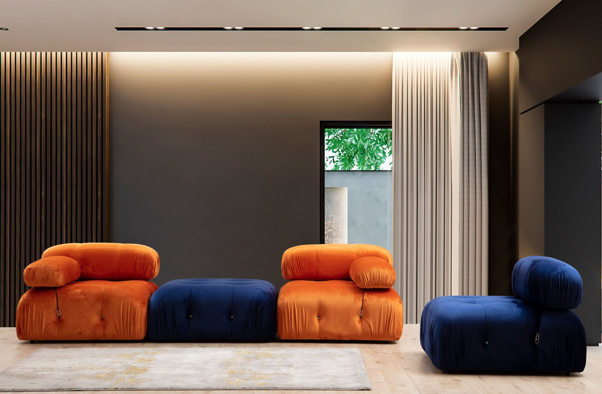 Fotoliu, Hanah Home, lemn fag si pal, portocaliu, 95x95x75 cm — imaginea 6