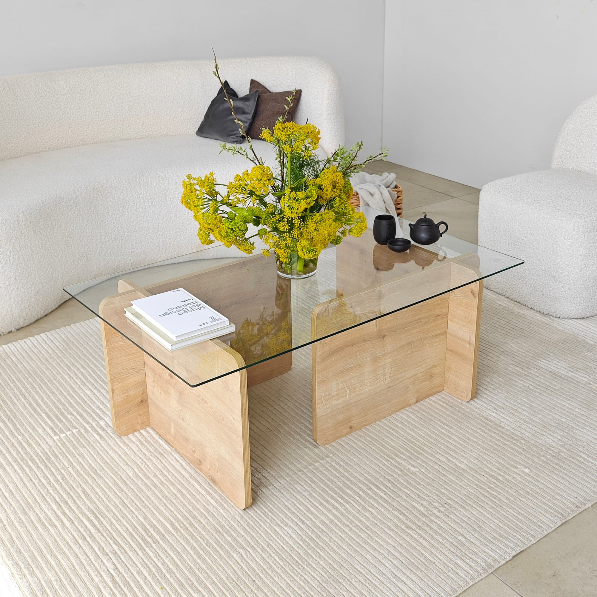 Masuta de cafea, Hanah Home, pal melaminat, safir, 105x65x40 cm — imaginea 3